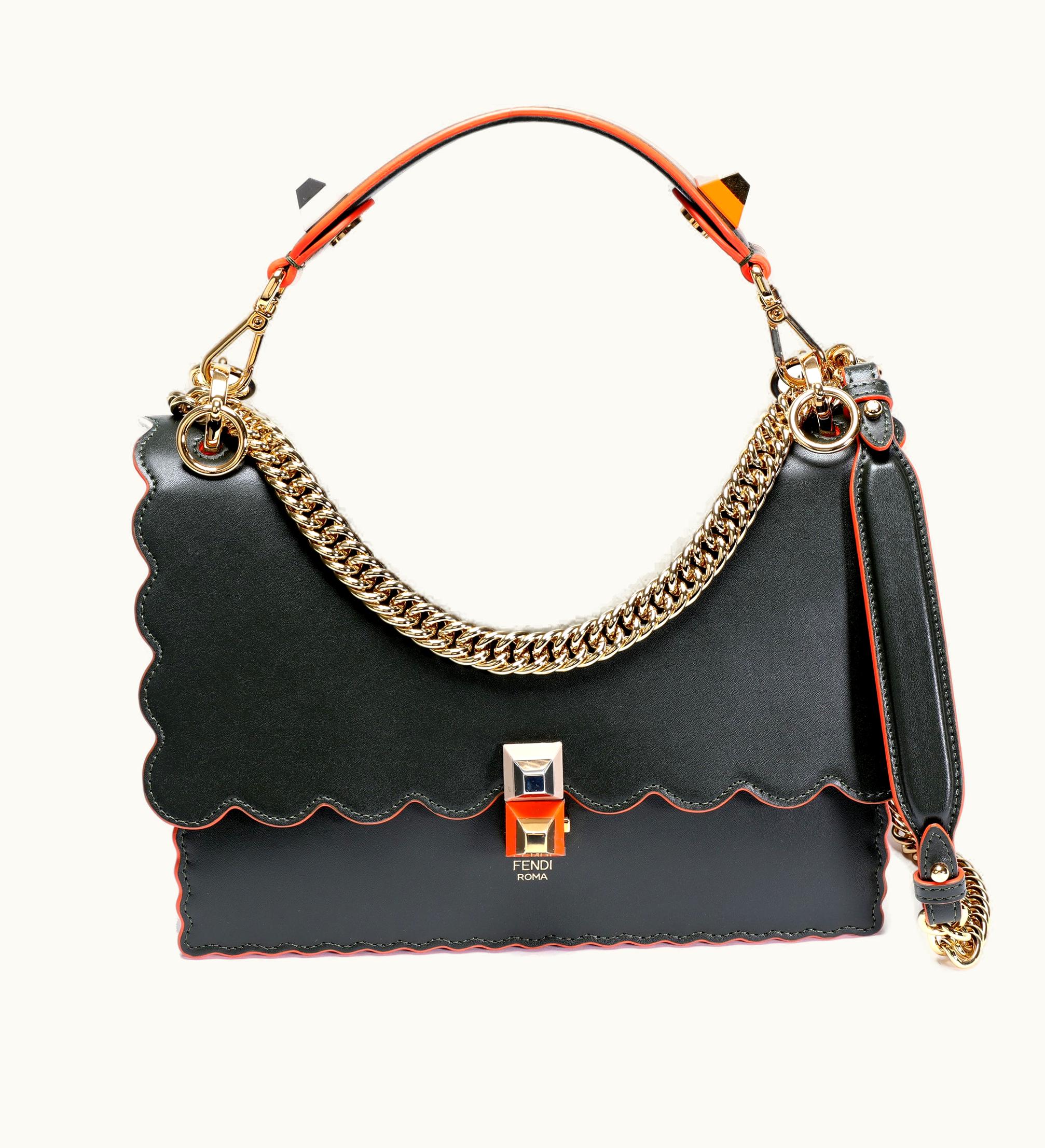 Fendi Fendi Verde Vitello Liberty Leather Studded Kan I Medium Shoulder Bag