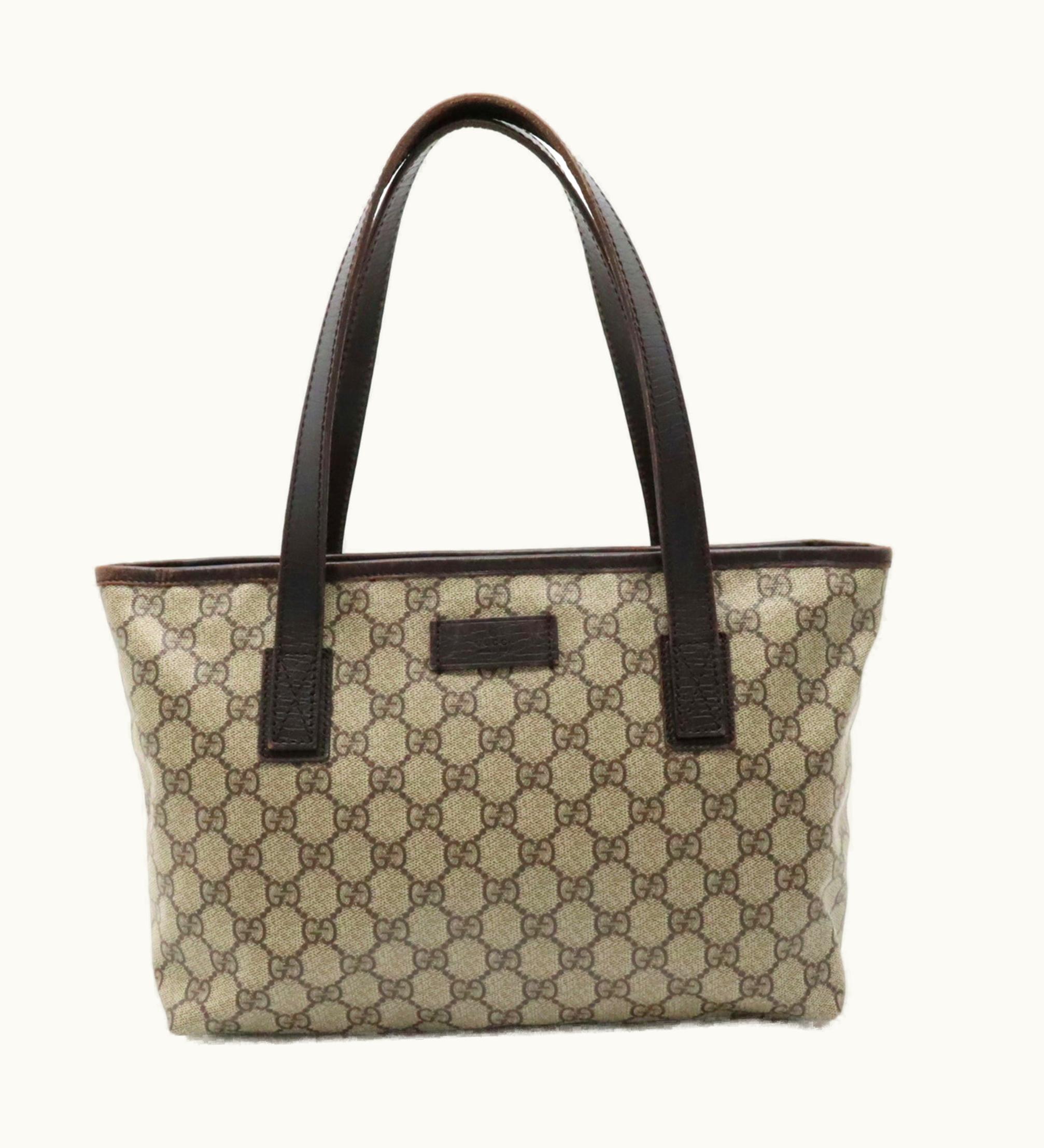 Gucci Gucci GG Supreme Plus Tote Bag Shoulder Beige Dark Brown 181086