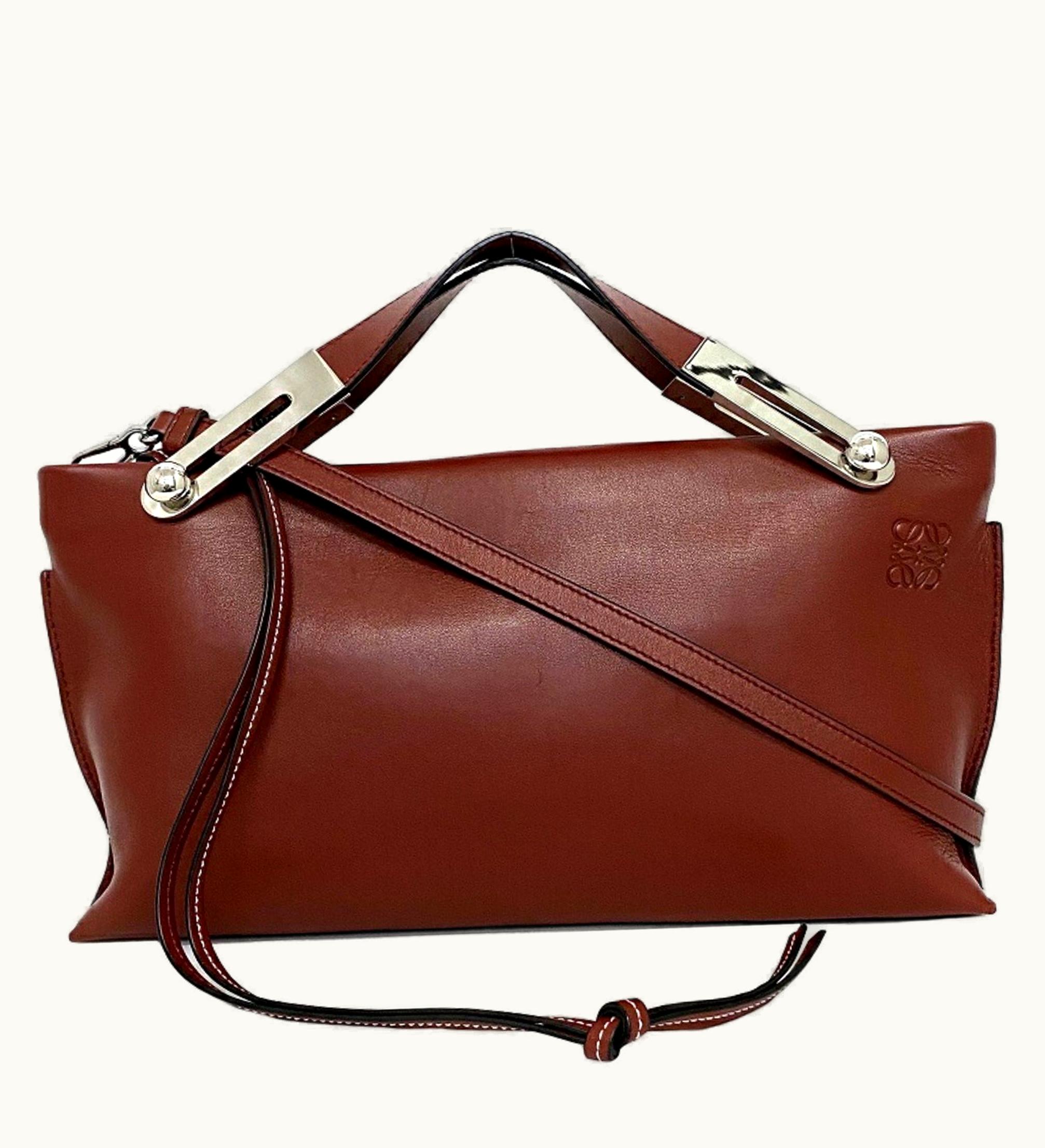 Loewe Loewe 2Way Bag Missy Bordeaux Silver Brick Red Anagram 327.81.R95 Leather Loewe Handbag Clutch Shoulder Ladies