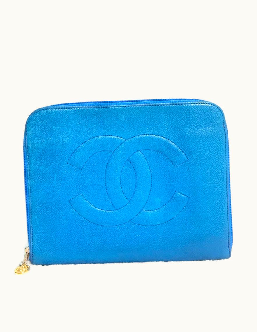 Chanel Chanel Vintage Blue Caviar Clutch Bag