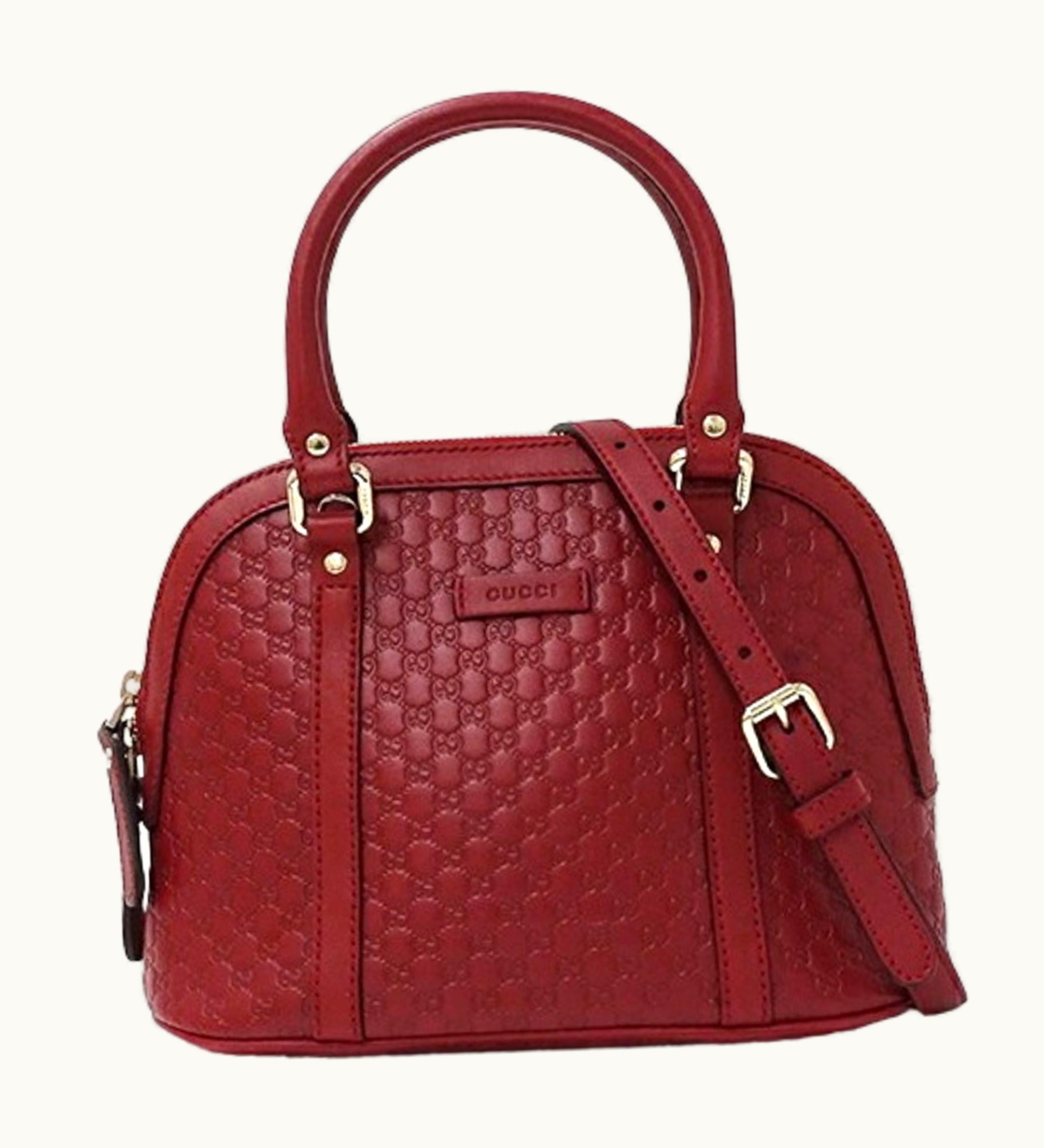 Gucci Gucci Bag Women's Handbag Shoulder 2Way Micro GG Shima Leather Red Crossbody