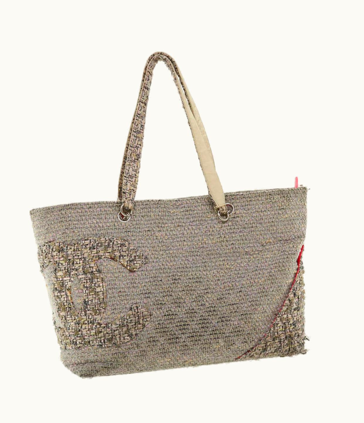 Chanel Chanel Cambon Line Tote Bag Pink Gray CC