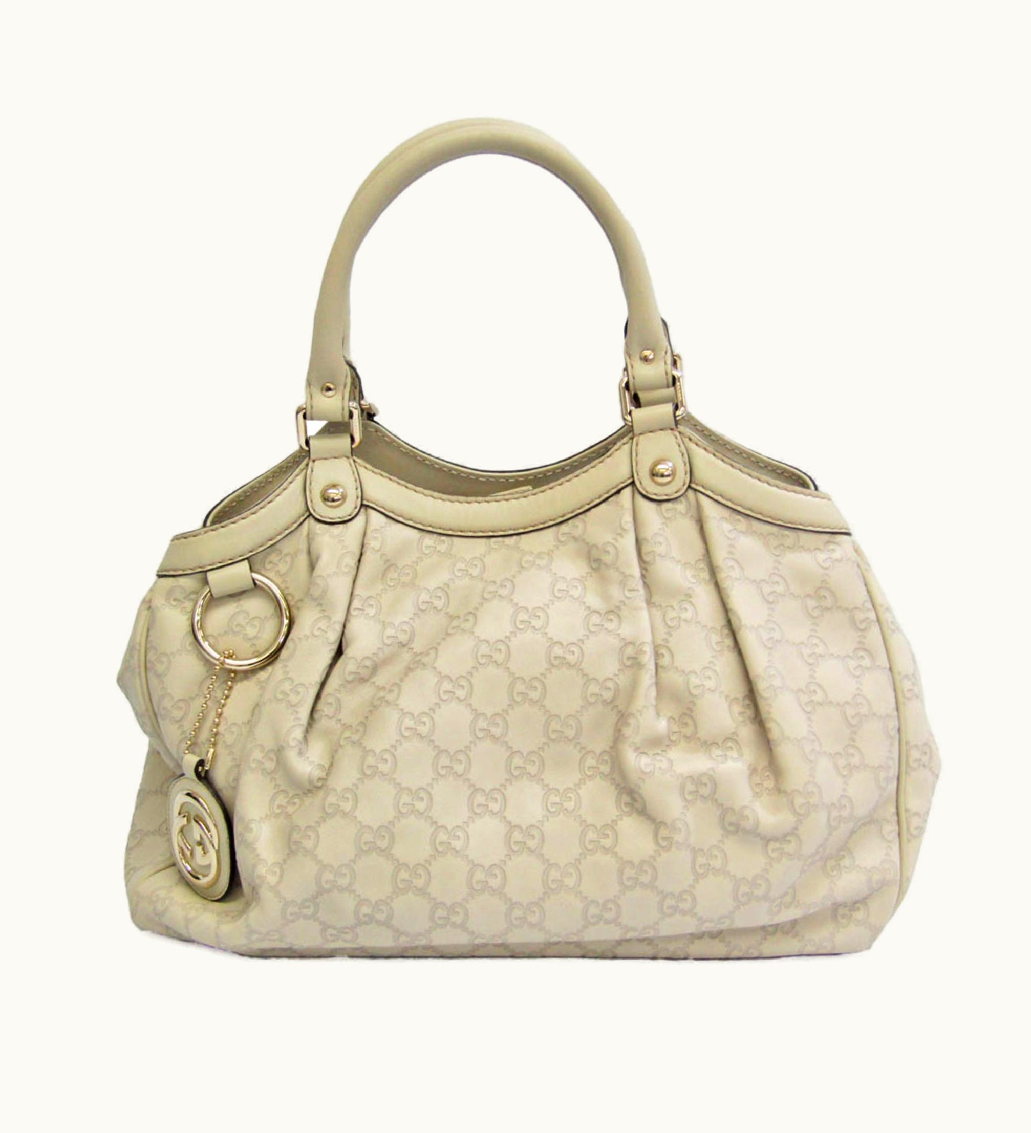 Gucci Guccissima Sookie 211944 Women's Leather Handbag Off-White