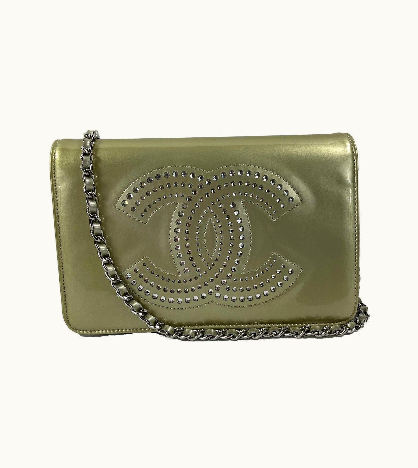 Chanel Chanel - CC Strass Champagne Patent Leather - Woc Wallet On Chain Crossbody