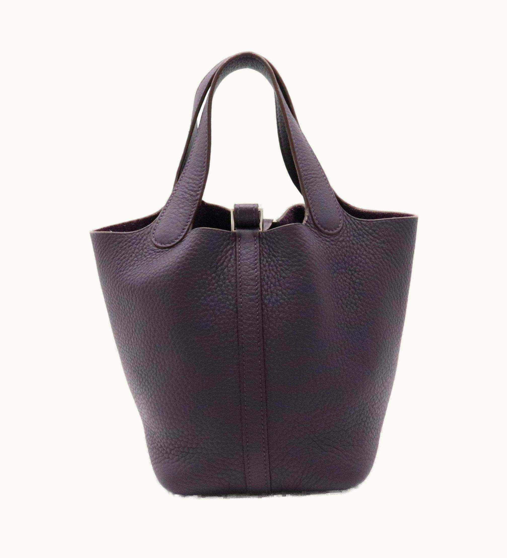 Hermès Hermès Picotin PM Handbag Bag Taurillon Clemence Leather Cassis Purple H Stamp