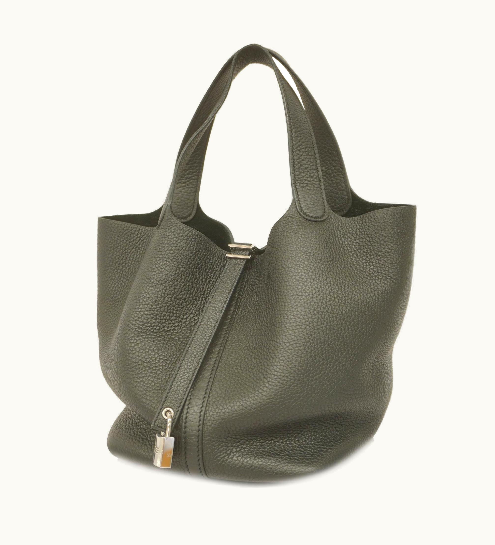 Hermès Hermès   Picotin Picotin Lock mm Z Engraved Women's Taurillon Clemence Leather Handbag Black