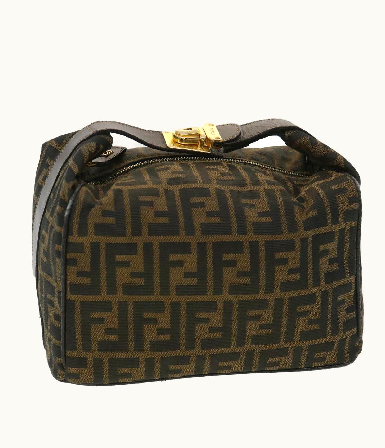 Fendi Fendi Zucca Canvas Vanity Cosmetic Pouch Black Brown