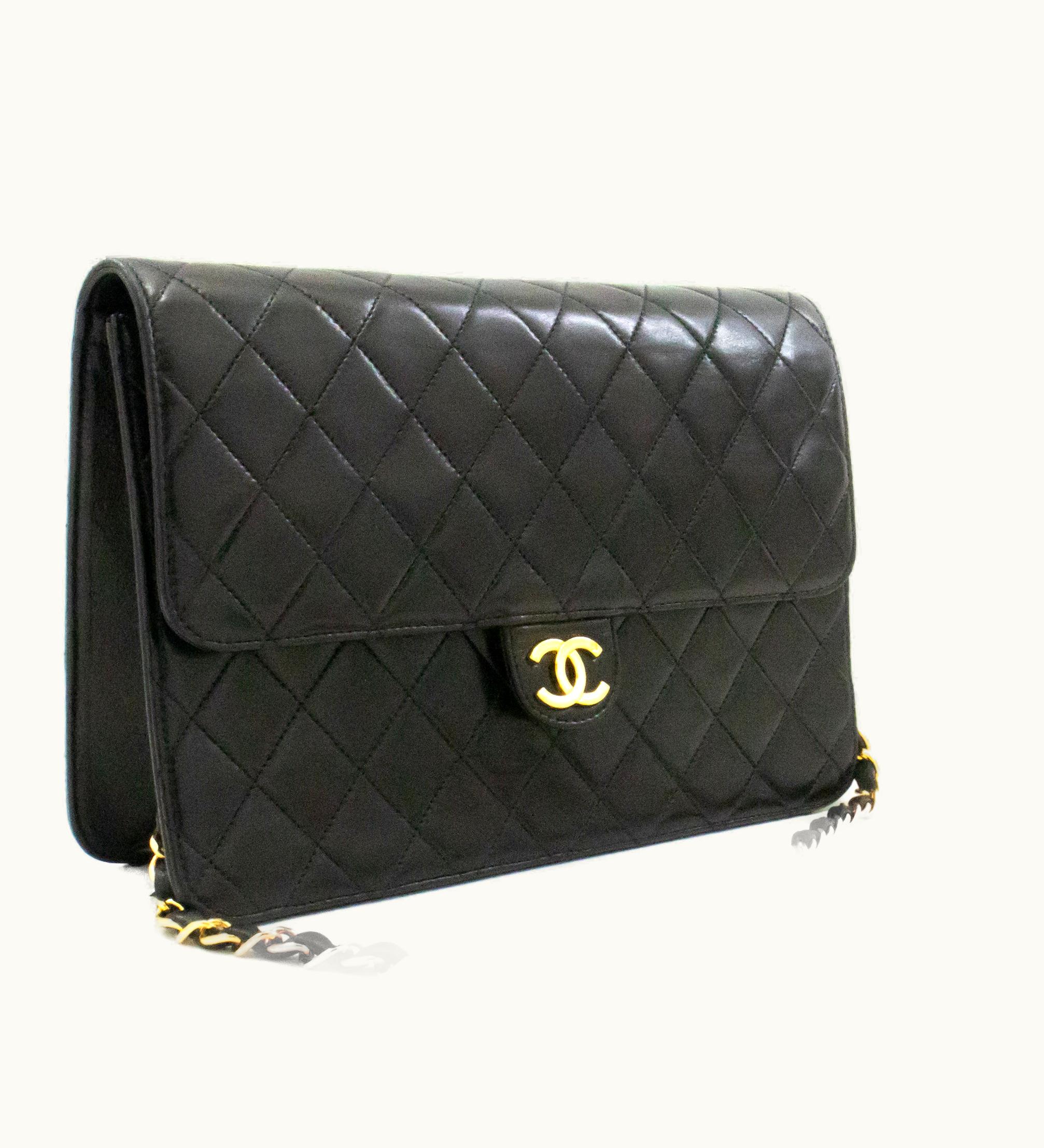 Chanel Chanel Classic Flap Chain Shoulder Bag Black Lambskin