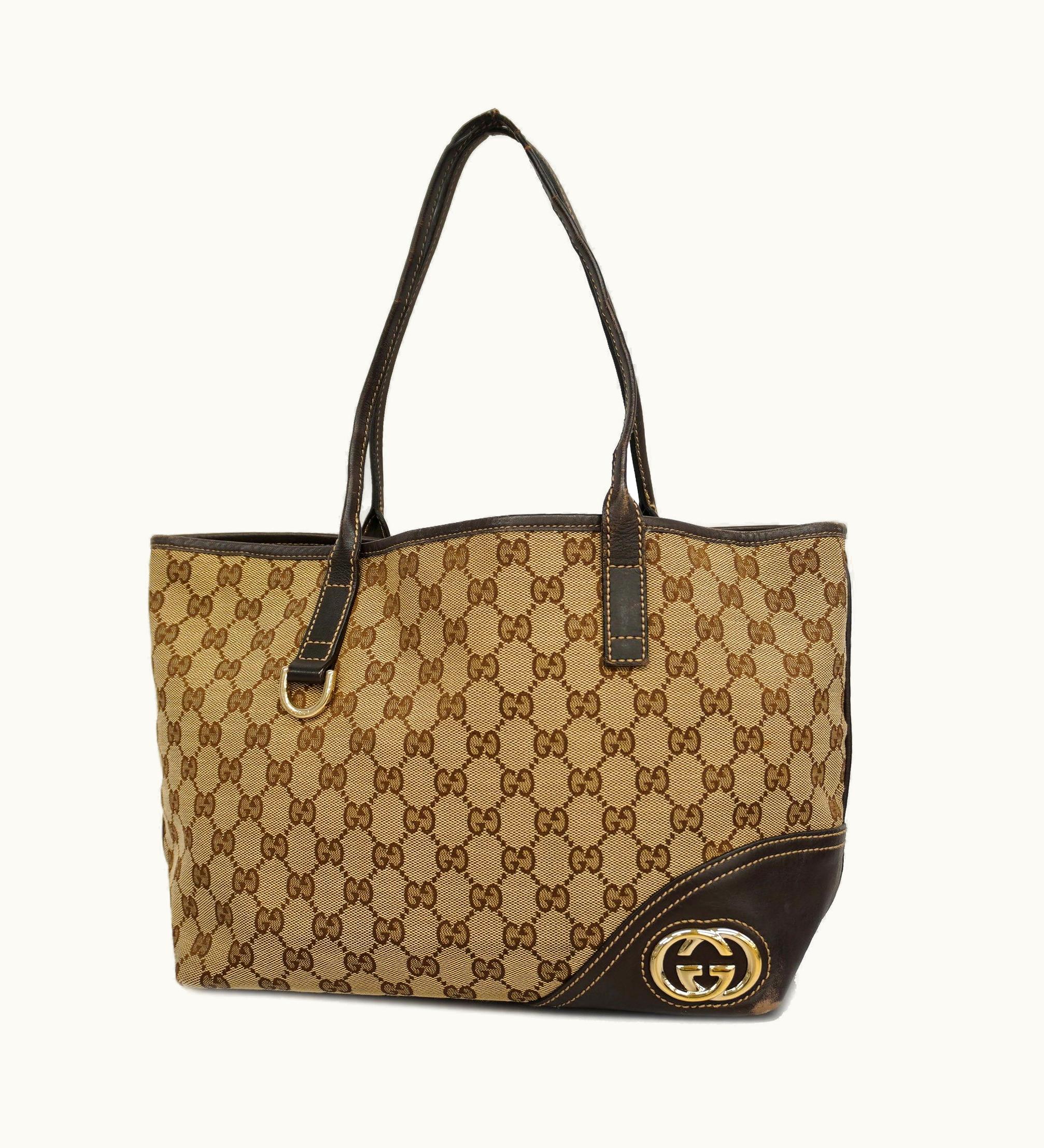 Gucci Gucci GG Canvas Tote Bag 169946 Women's Leather, GG Canvas Tote Bag Beige