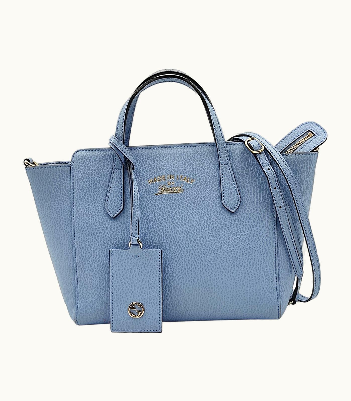 Gucci Gucci Swing Shoulder Bag In Light Blue Leather