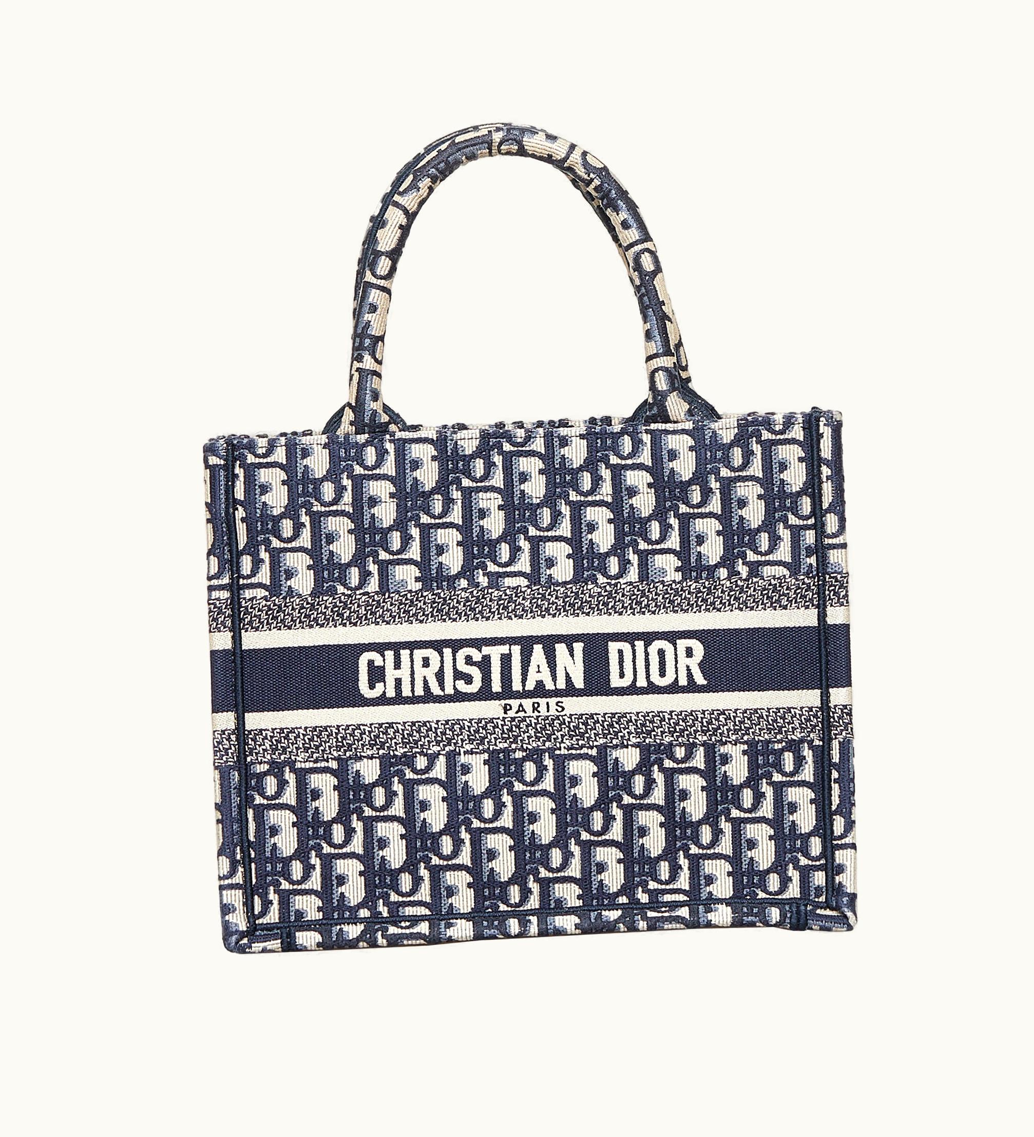 Dior Dior Small Oblique Book Tote Canvas Tote Bag Blue