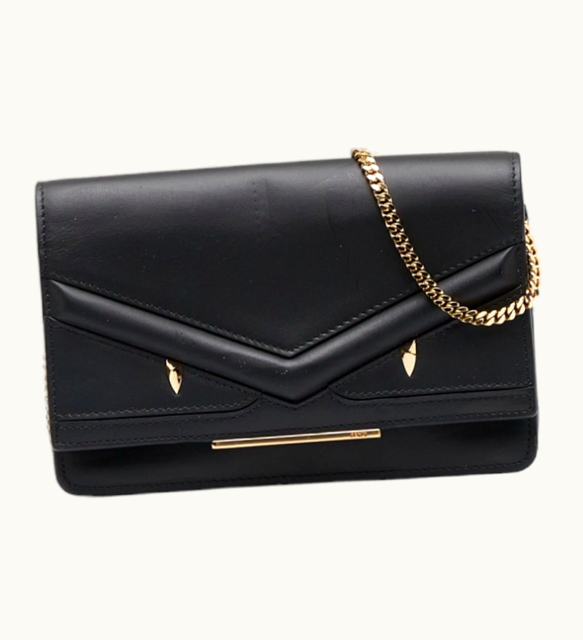 Fendi Fendi Bag Bugs Monster Chain 8M0346 Black Leather Ladies