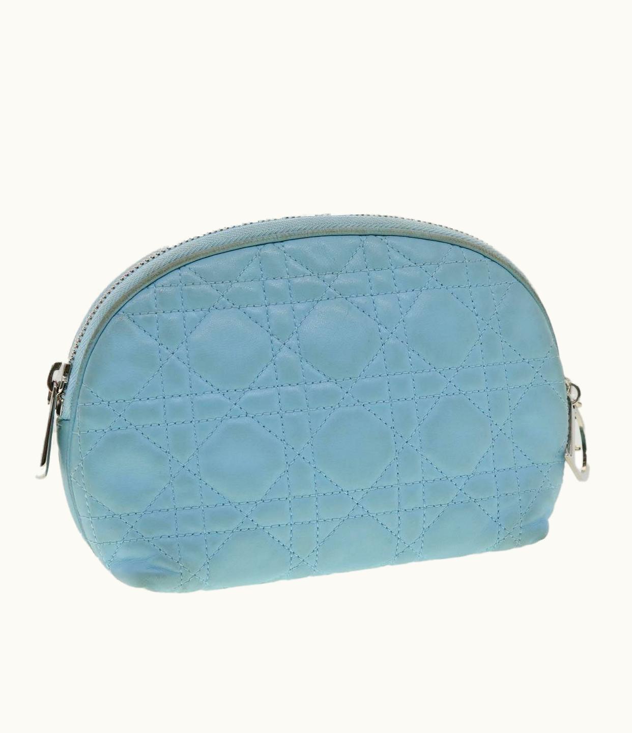Dior Dior Christian Dior Lady Dior Canage Pouch Lamb Skin Blue