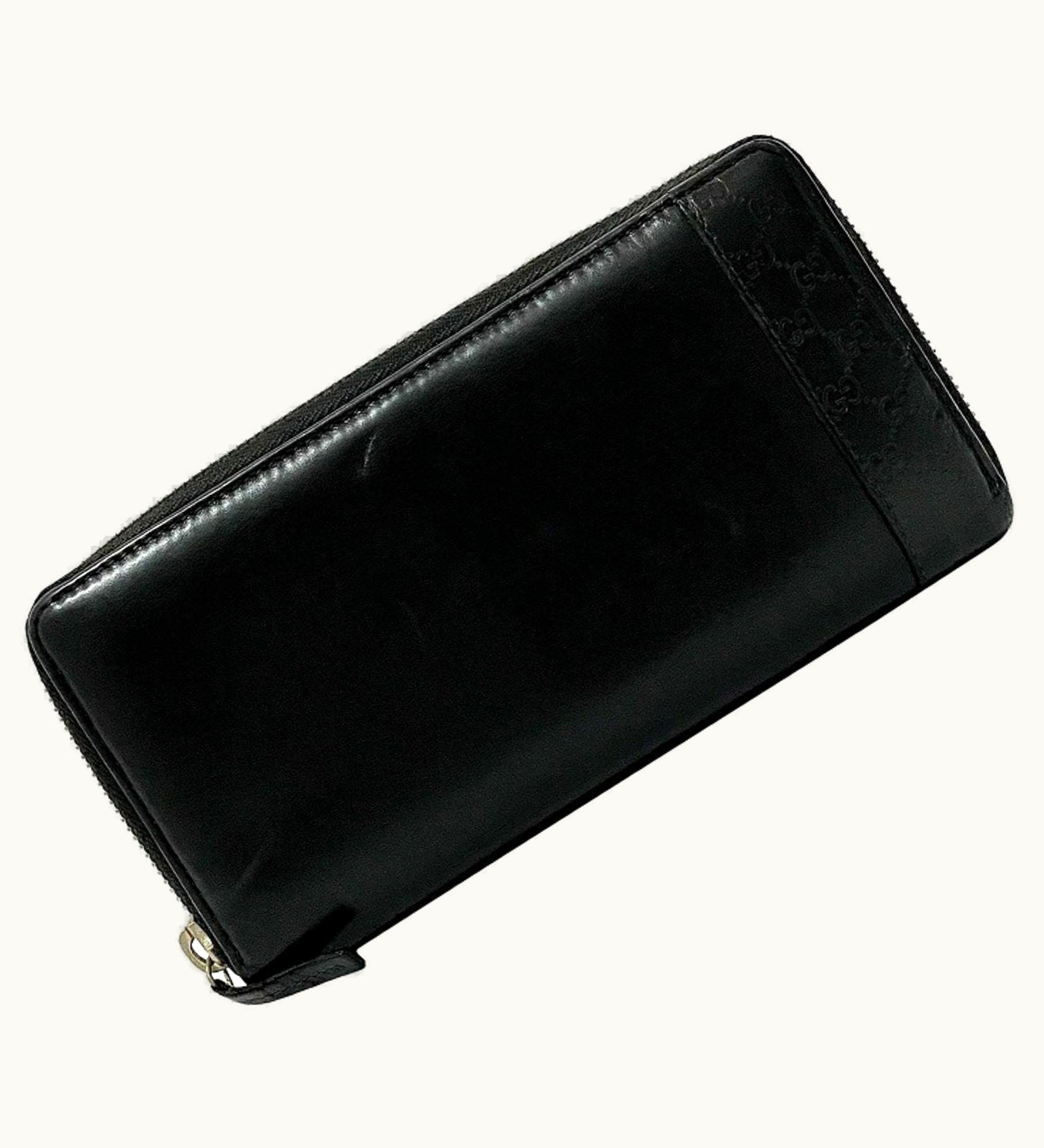 Gucci Gucci Round Long Wallet Black Silver Micro Shima 256439 Mistral Leather Gucci Men's Women's