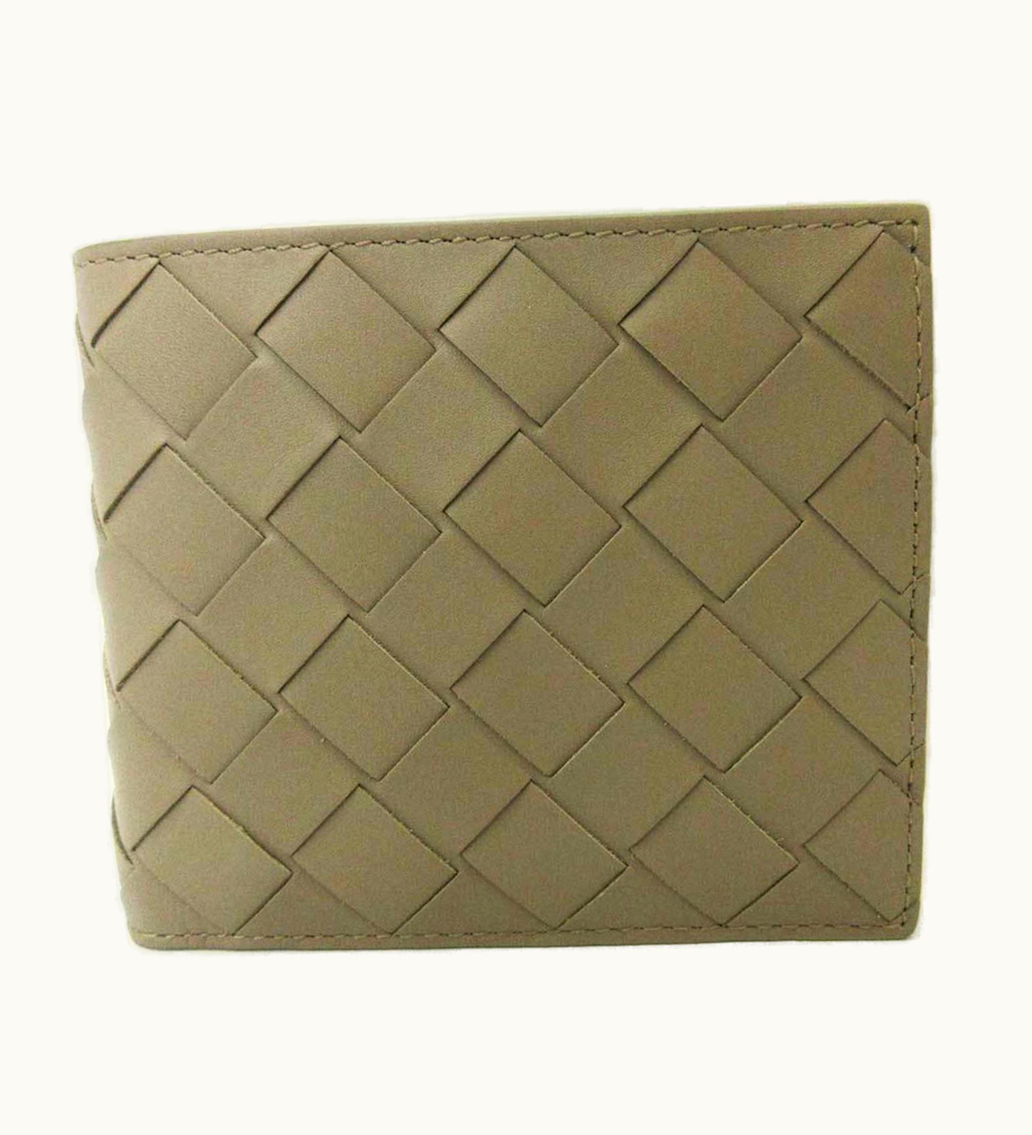 Bottega Veneta Bottega Veneta Wallet Mini Folded Beige Greige Intrecciato Square Women's Men's Calf