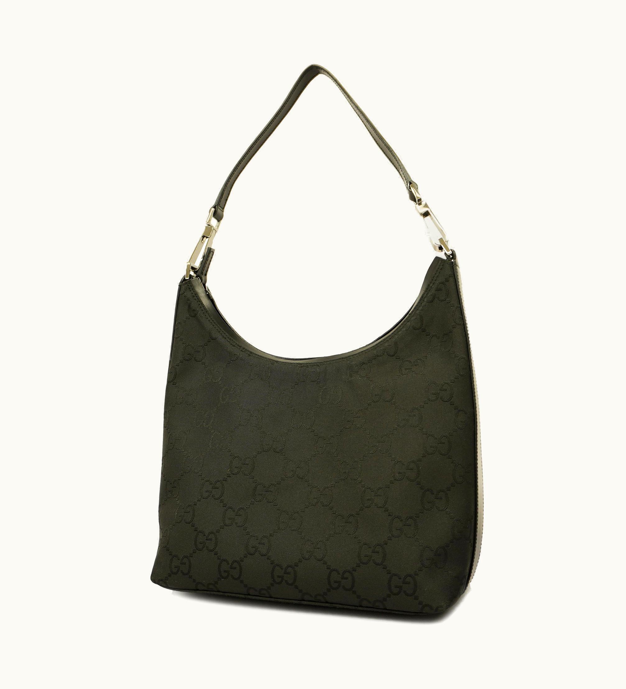 Gucci Gucci Handbag GG Nylon 28335 Women's Nylon, Leather Handbag Black