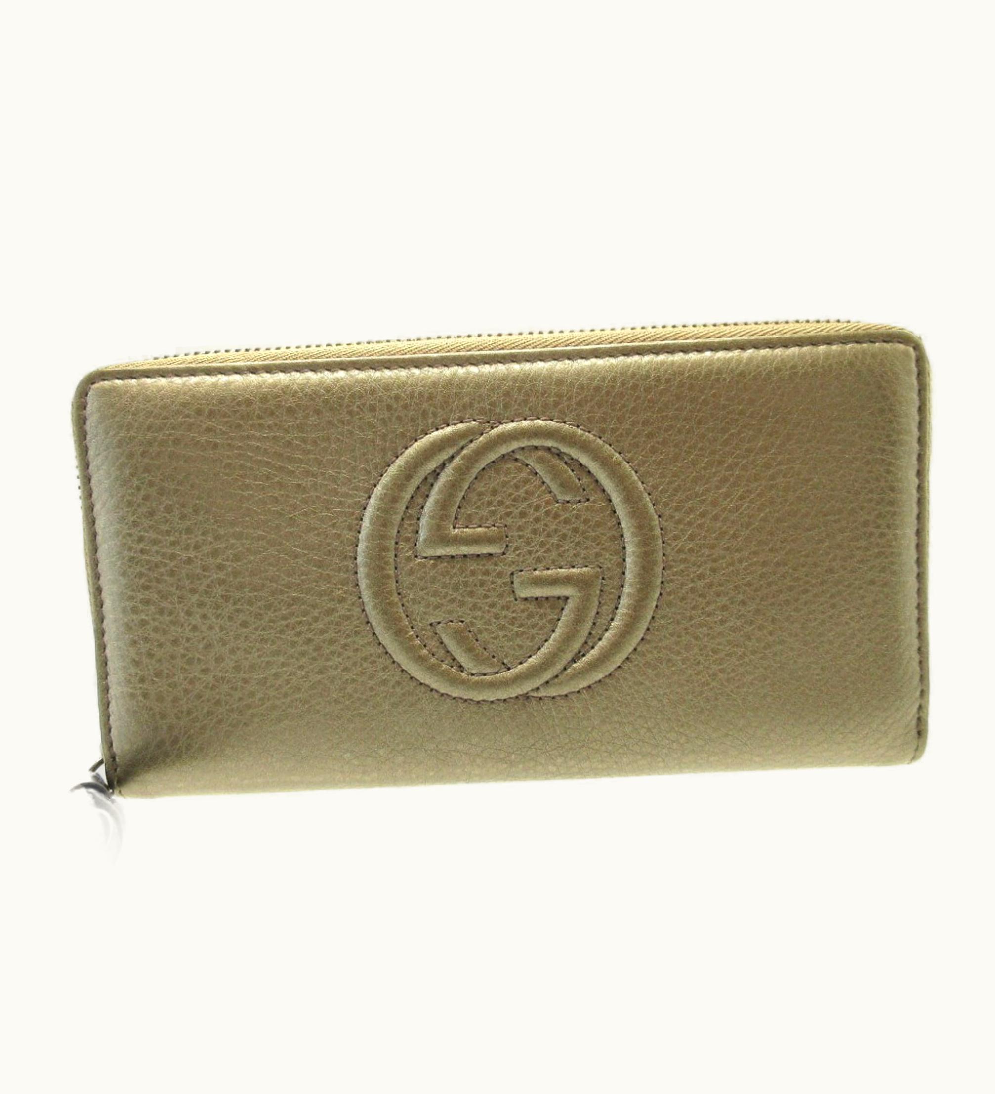 Gucci Gucci 308004 Soho Interlocking G Leather Gunmetal Round Long Wallet