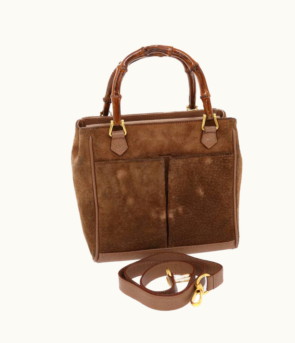 Gucci Gucci Bamboo Hand Bag Suede 2Way Brown