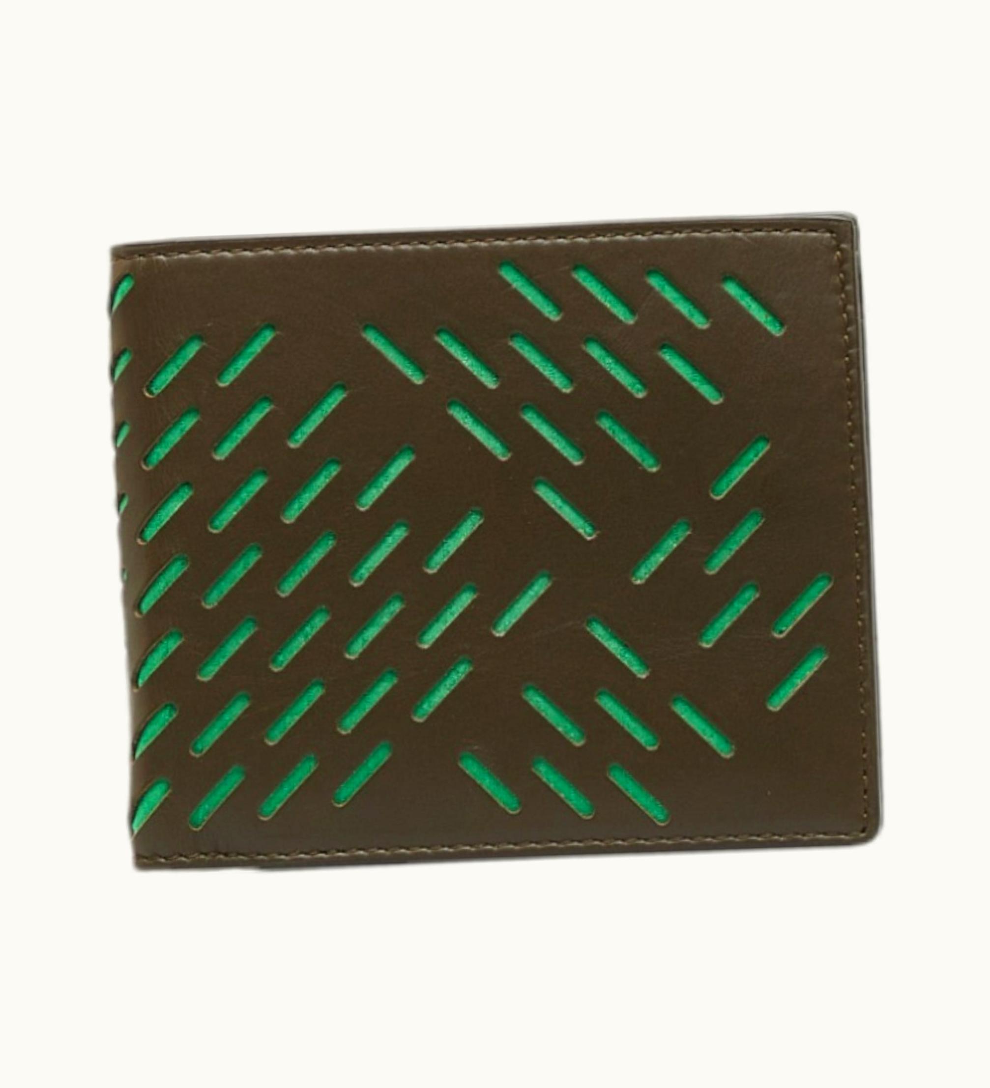 Bottega Veneta Bottega Veneta Cutout Bifold Wallet Khaki Green Leather Women's Bottegaveneta