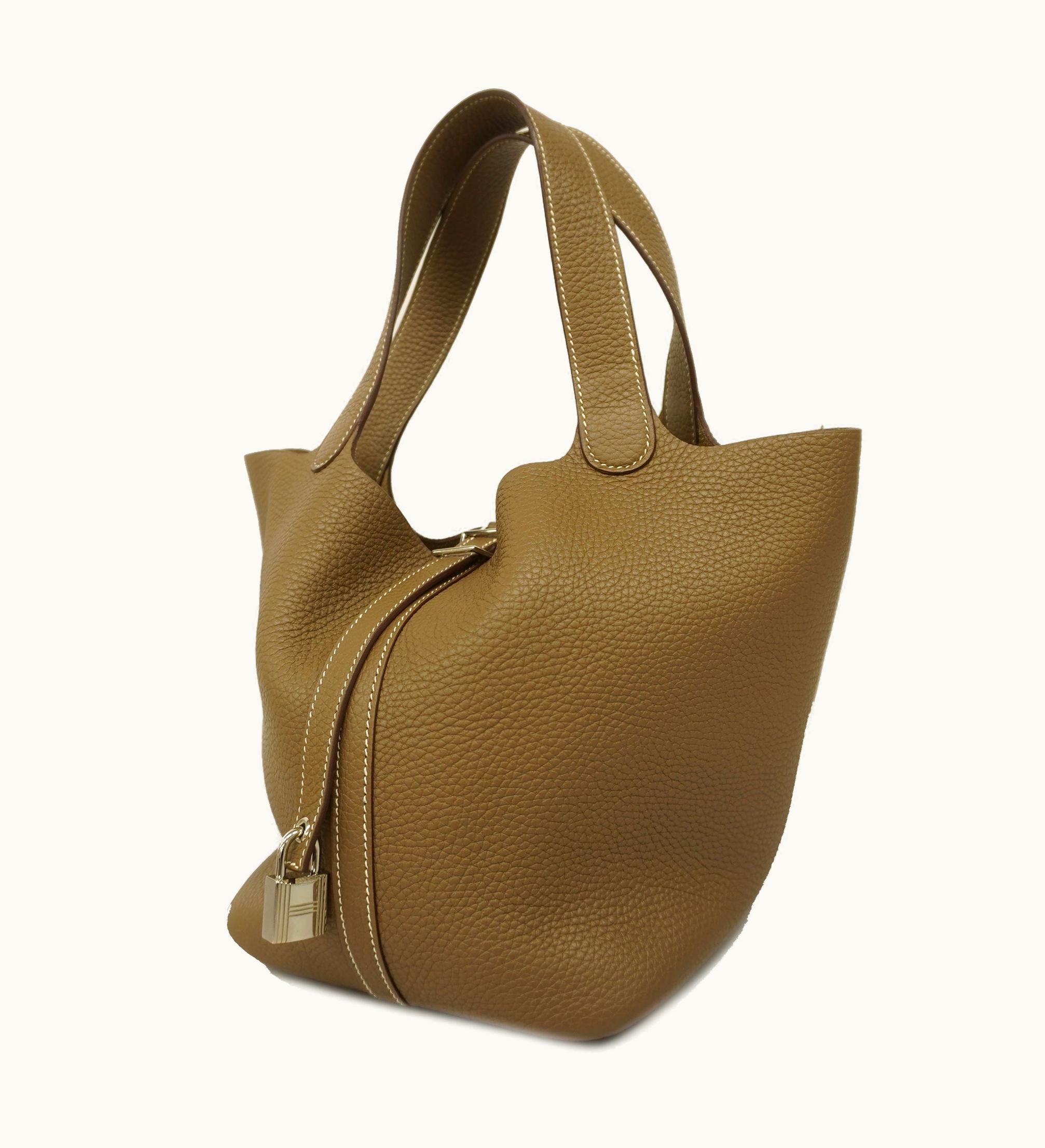 Hermès Hermès   Picotin Lock mm Y Engraved Women's Taurillon Clemence Etoupe Gray