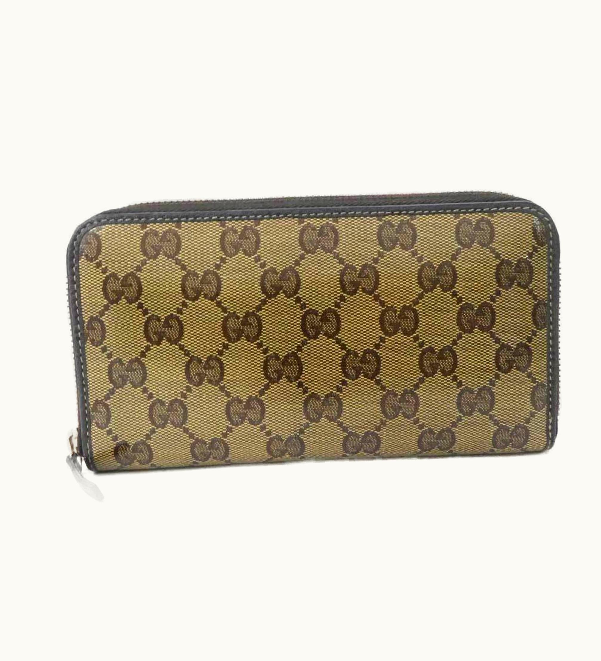 Gucci Gucci Round Zipper Long Wallet/GG Crystal Brown Unisex 363423