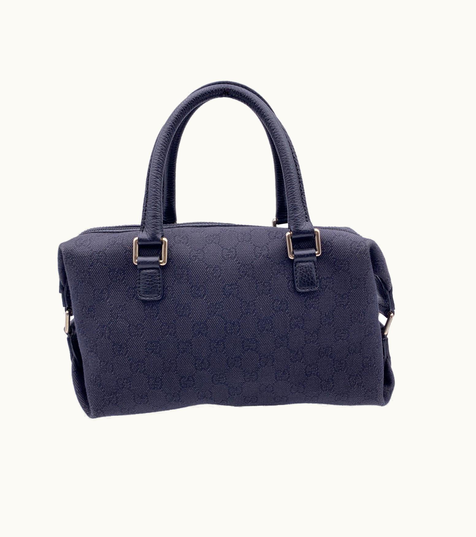 Gucci Gucci Black Denim Monogram Canvas Boston Bag Handbag