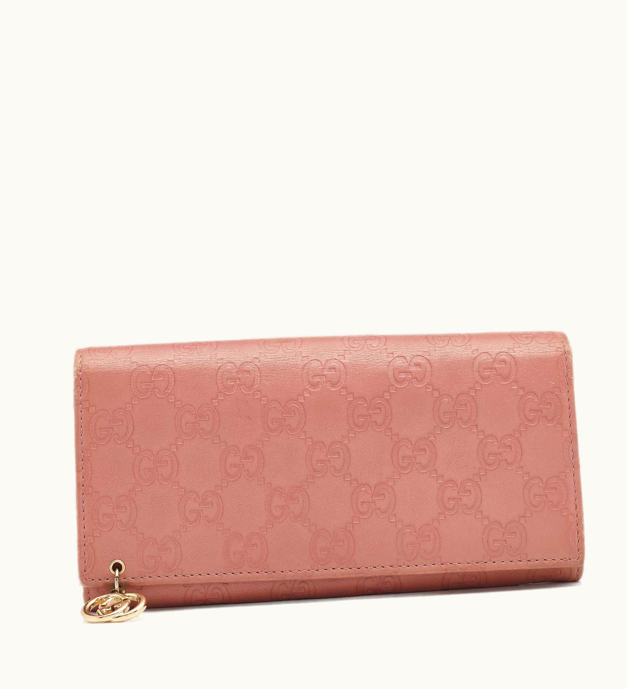 Gucci Gucci Pink Guccissima Leather Interlocking G Continental Wallet