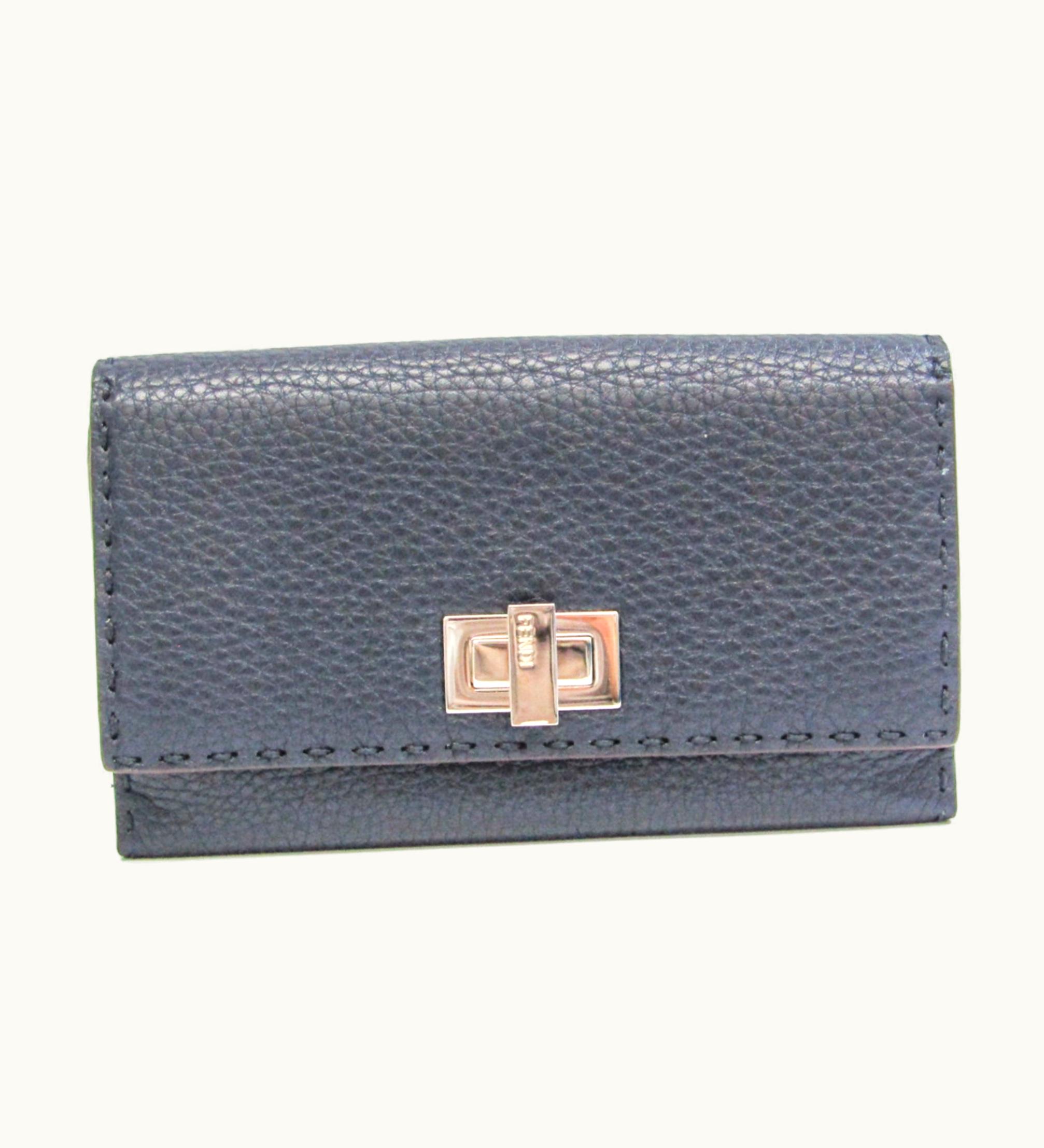 Fendi Fendi Selleria 8M3030 Men, Women Leather Long Wallet [Tri-Fold] Navy