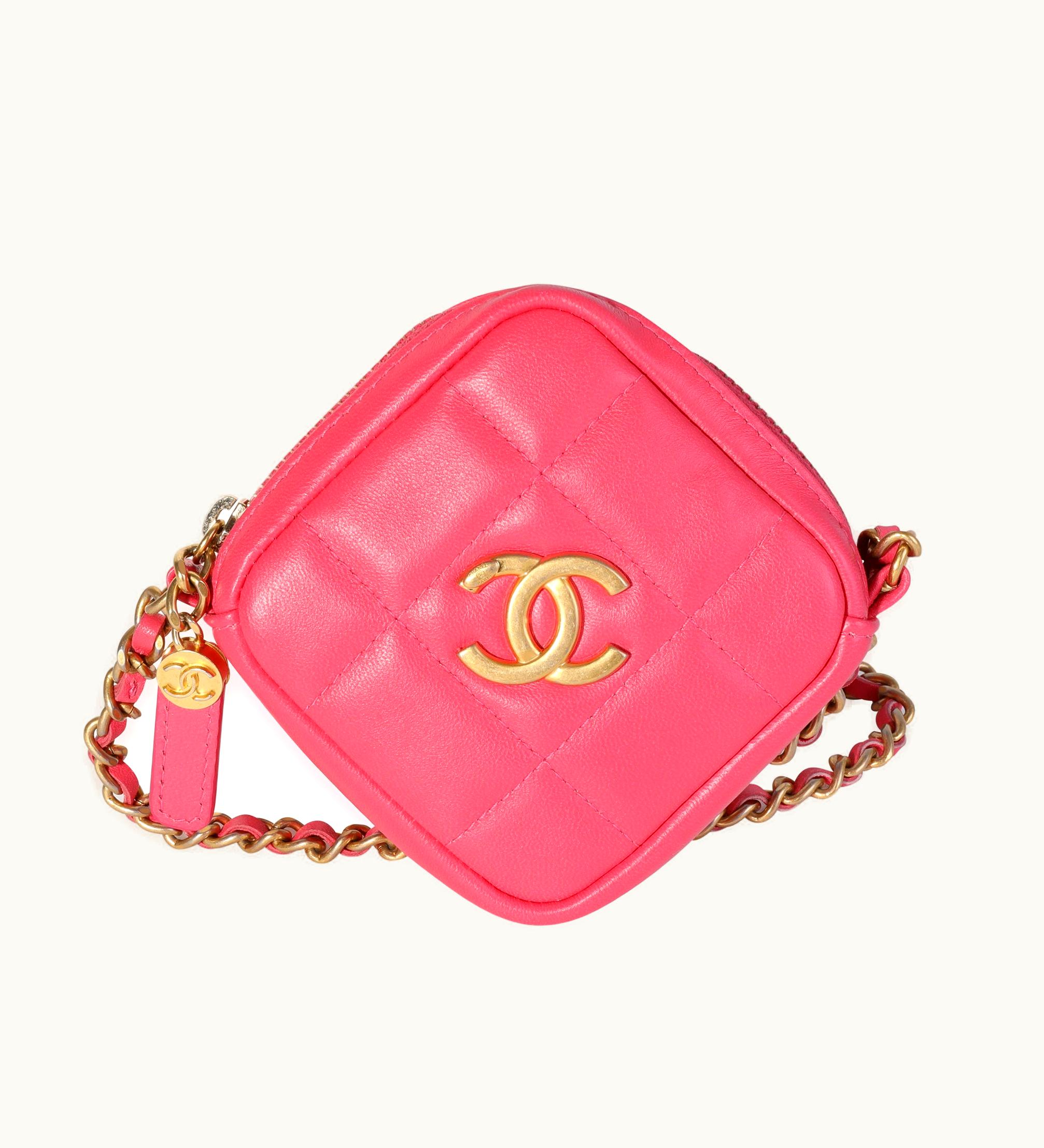Chanel Chanel Mini Square Crossbody Bag Hot Pink Lambskin Diamond