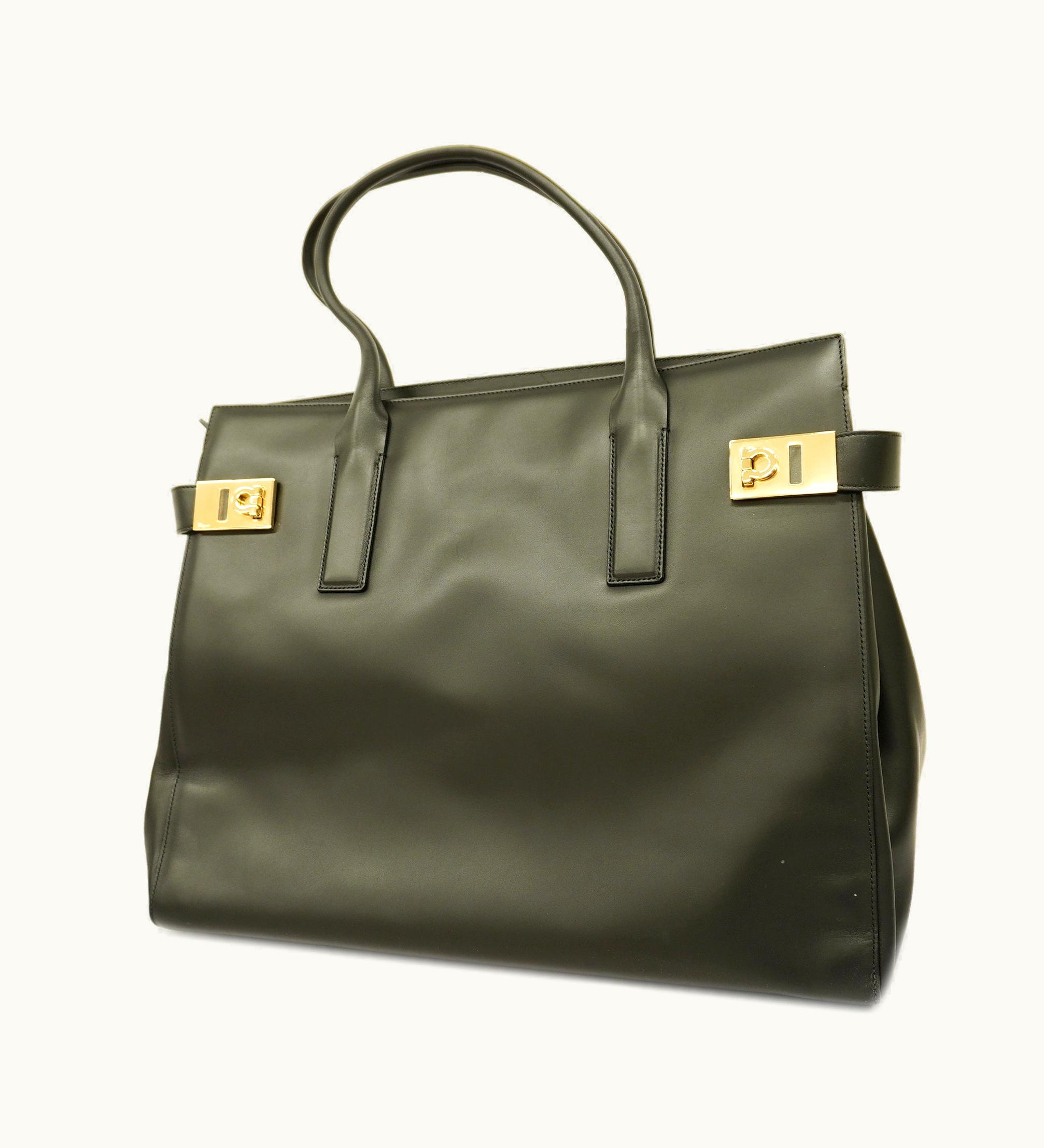 Salvatore Ferragamo Salvatore Ferragamo Gancini Tote Bag Women's Black Leather