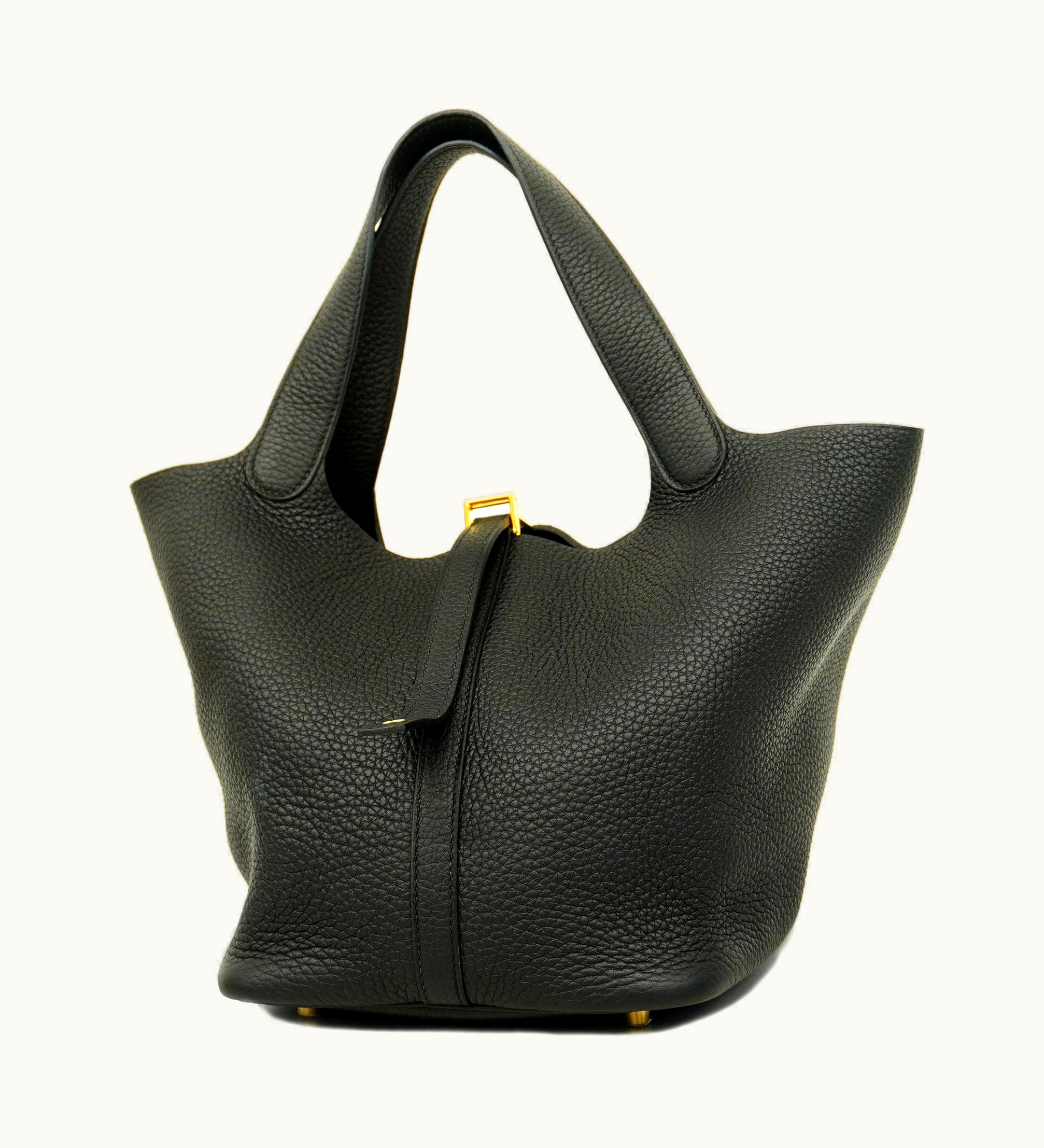 Hermès Hermès Picotin Picotin Lock mm B Engraved Taurillon Clemence Leather Black