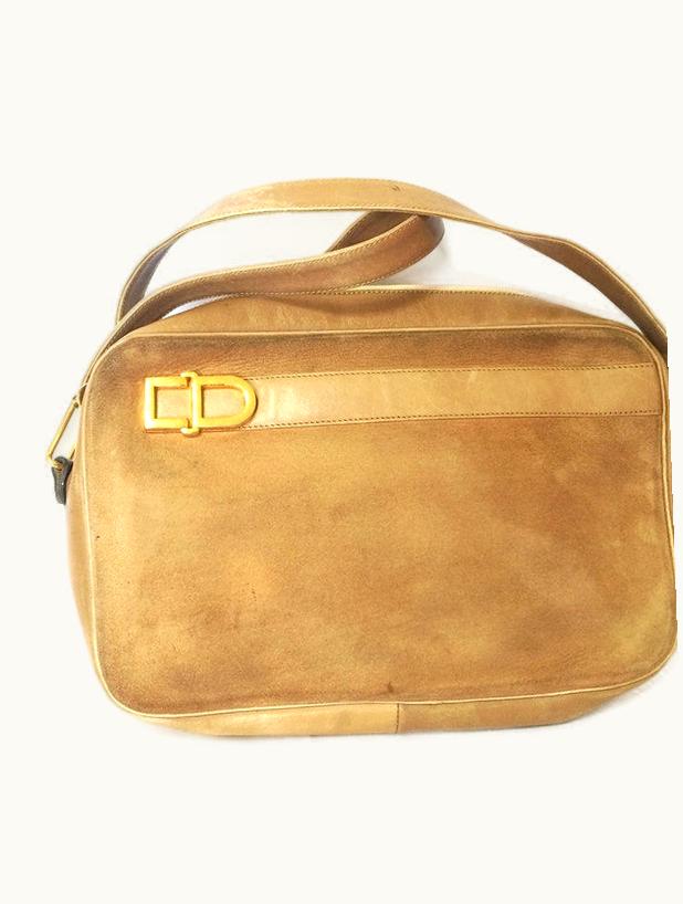 Dior Dior Christian Dior Vintage Brown Beige Suede Leather Shoulder Bag With Golden Cd Motif
