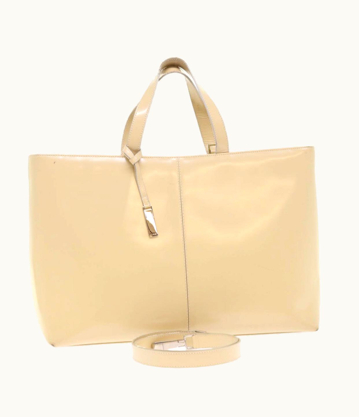Gucci Gucci Hand Bag Patent Leather 2Way Beige 002-2113-0476