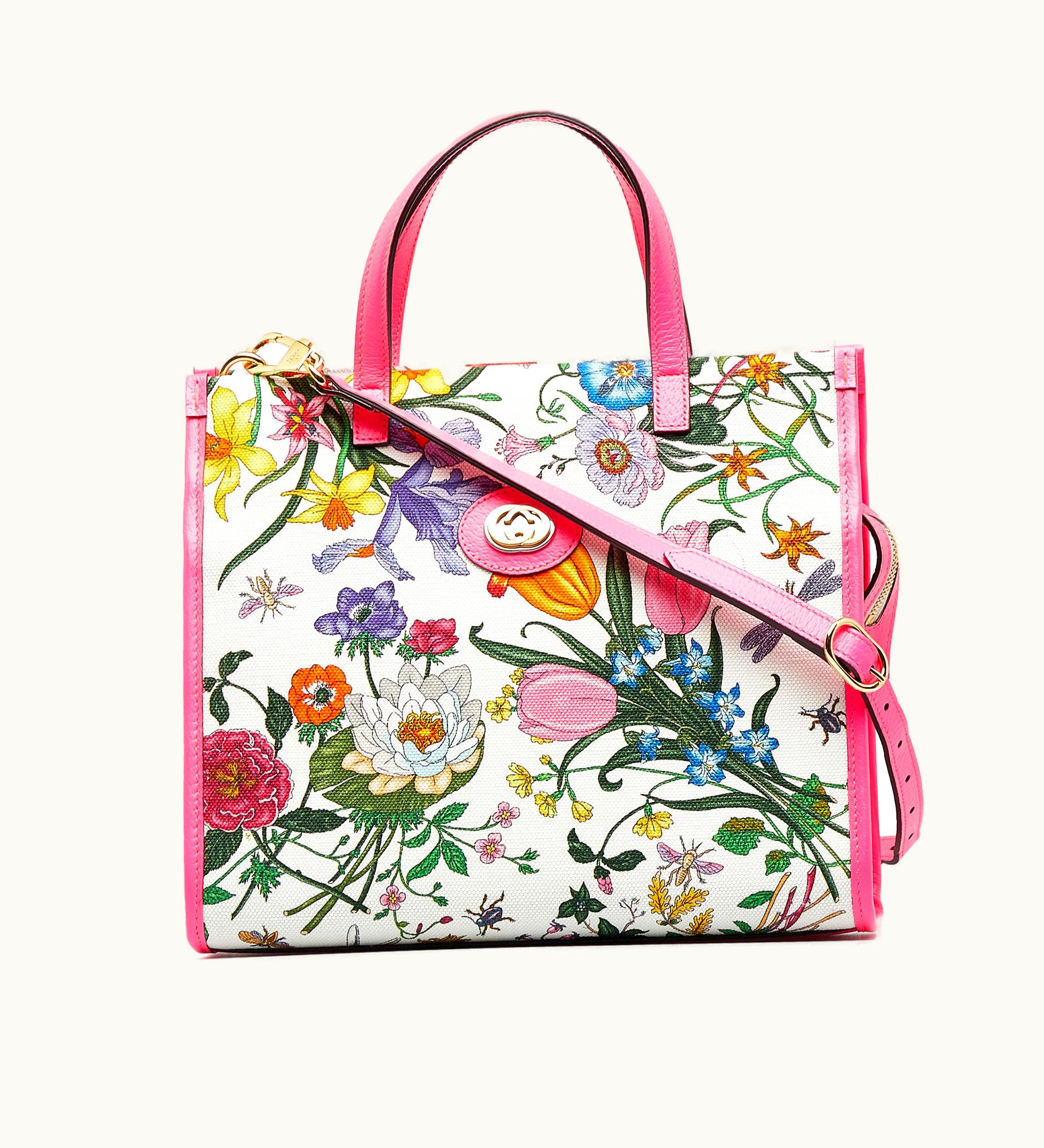 Gucci GUCCI Flora Satchel Luxury Leather Satchel Black