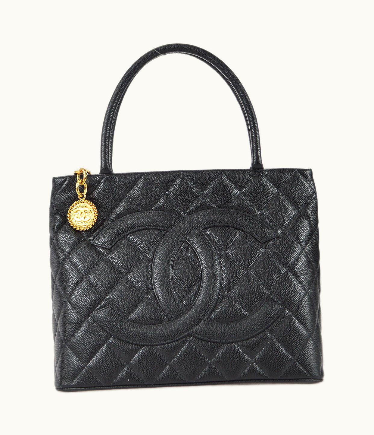 Chanel Chanel Medallion Quilted Tote Handbag Black Caviar 78342