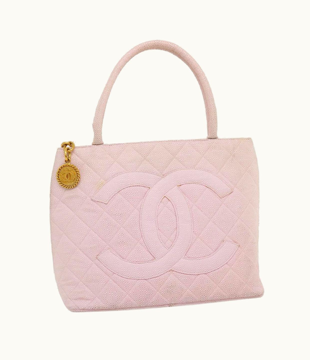 Chanel Chanel Coco Mark Tote Bag Cotton Pink CC