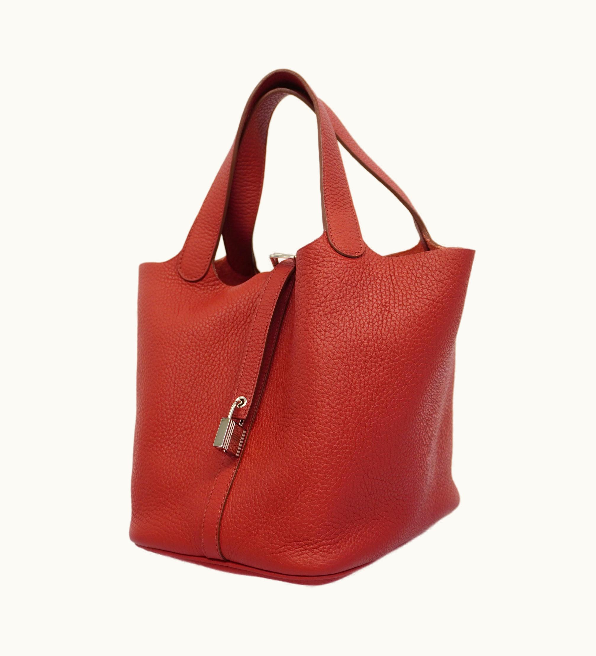 Hermès Hermès   Picotine Lock mm  R Stamped Taurillon Clemence Leather Rouge Grenat