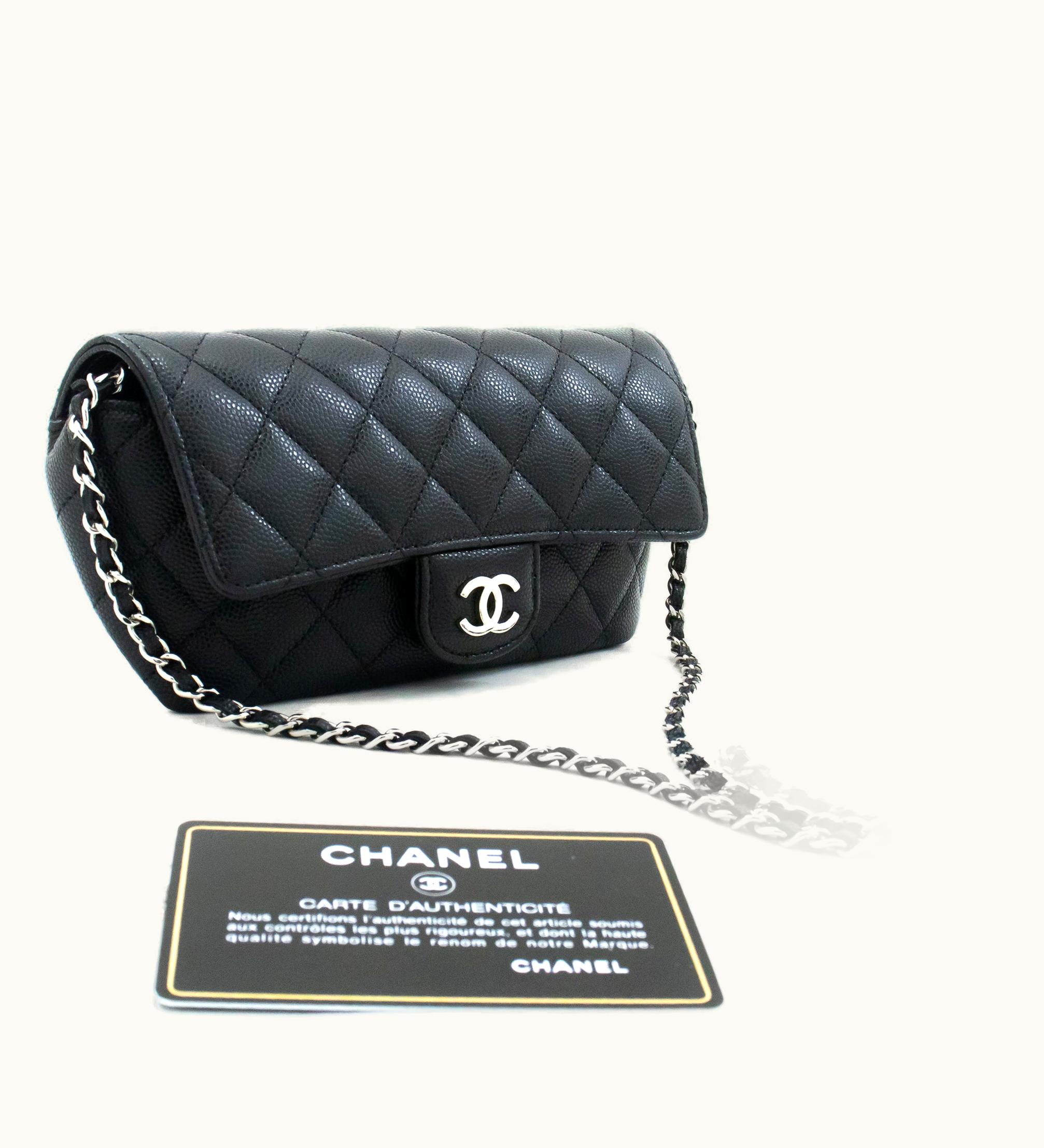 Chanel Chanel Flap Phone Holder With Chain Bag Black Crossbody Clutch
