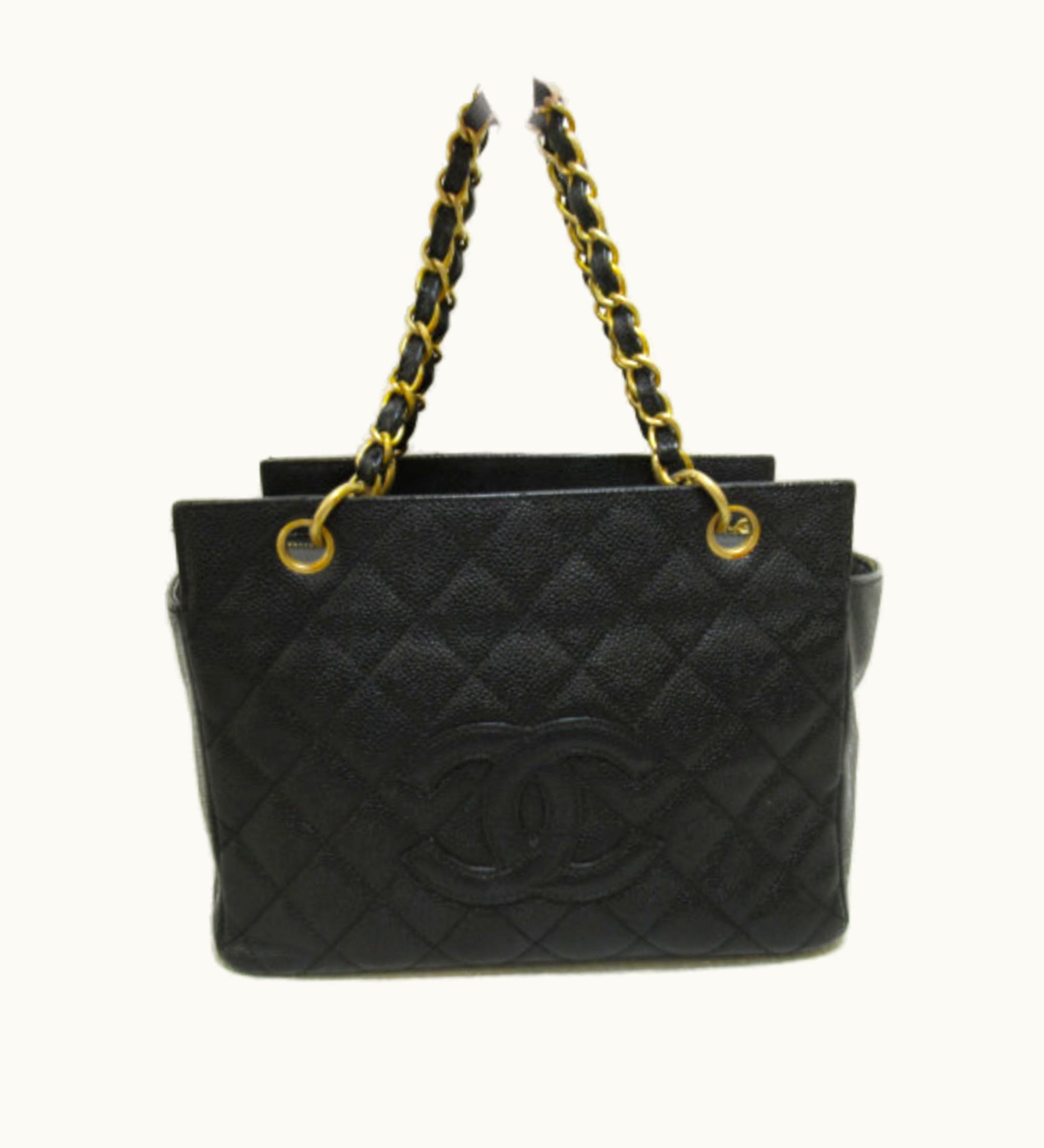 Chanel Chanel Chain Tote Bag Black Caviar Skin [Grained Calf]