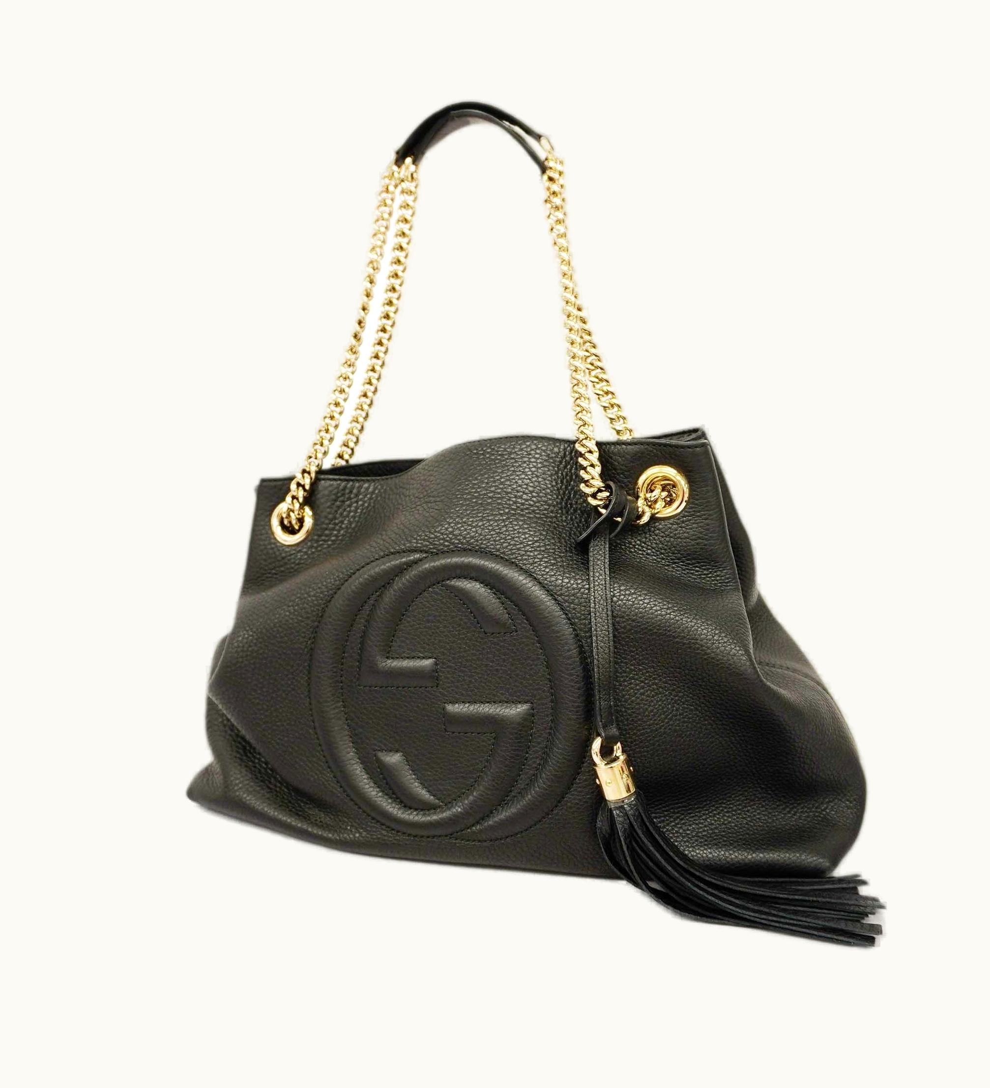Gucci Gucci Soho Shoulder Bag 308982 Women's Leather Shoulder Bag Black