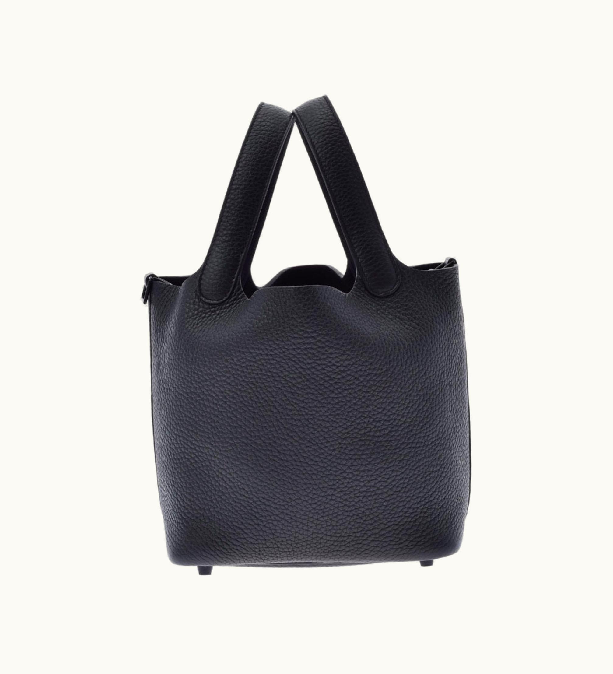 Hermès Hermès Picotin Lock PM Monochrome Black Metal Fittings Z Engraved (Around 2021) Women's Taurillon Clemence Handbag