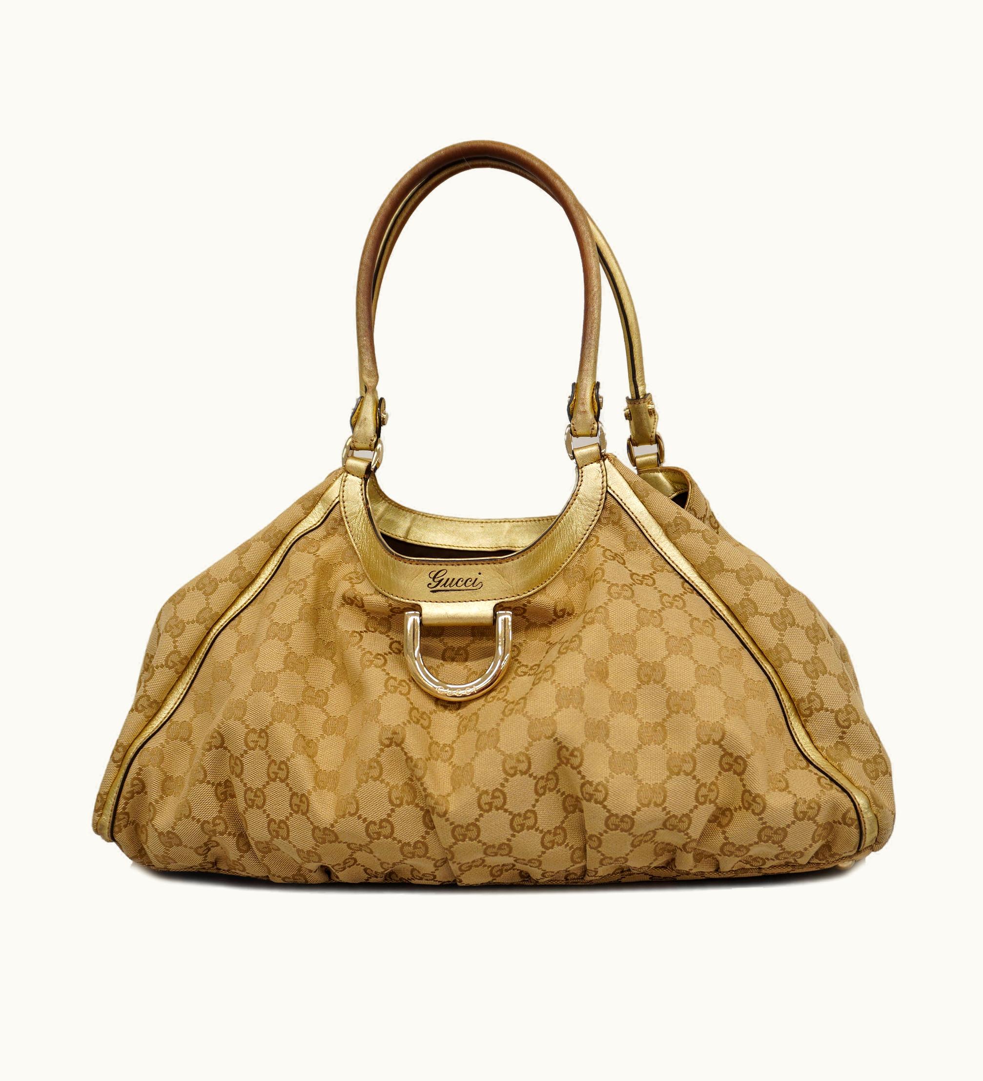 Gucci Gucci GG Canvas 189835 Women's Tote Bag Beige, Gold