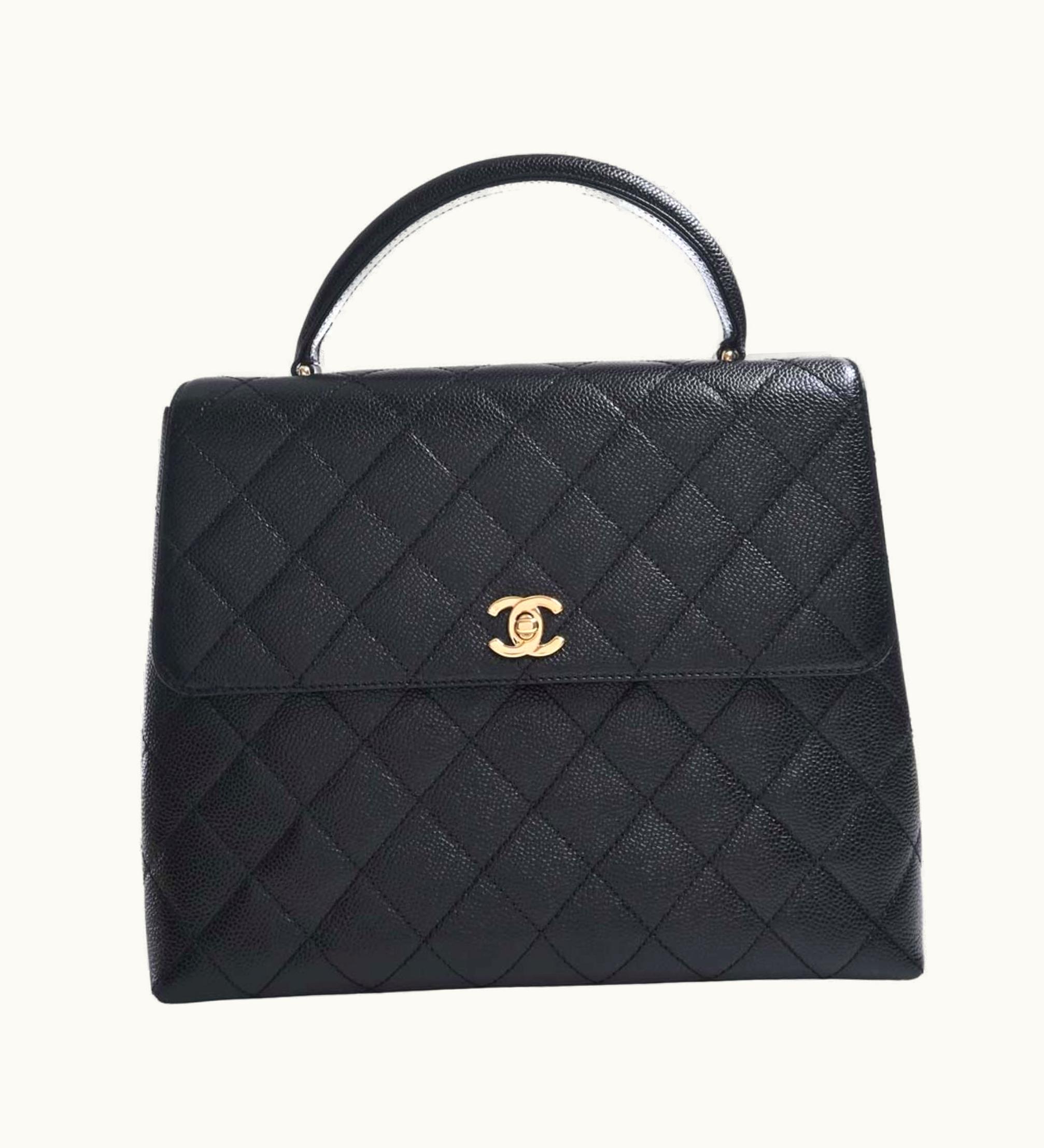 Chanel Chanel Caviar Skin Matelasse Coco Mark Handbag Black Ladies