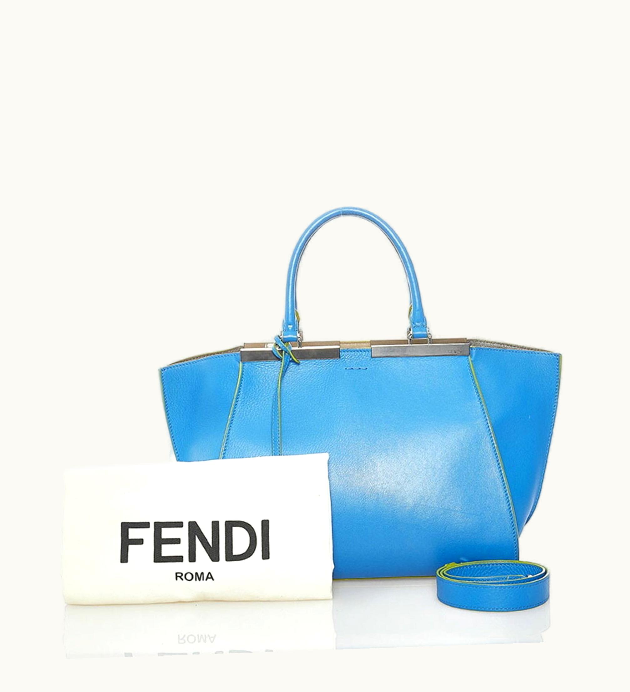 Fendi Fendi Troisour Handbag Shoulder Bag 8Bh279 Blue Leather Ladies Fendi