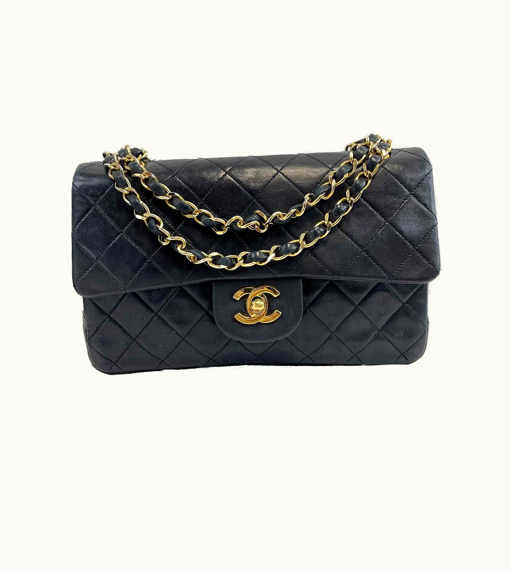 Chanel Chanel Vintage Double Flap Handbag Black Leather