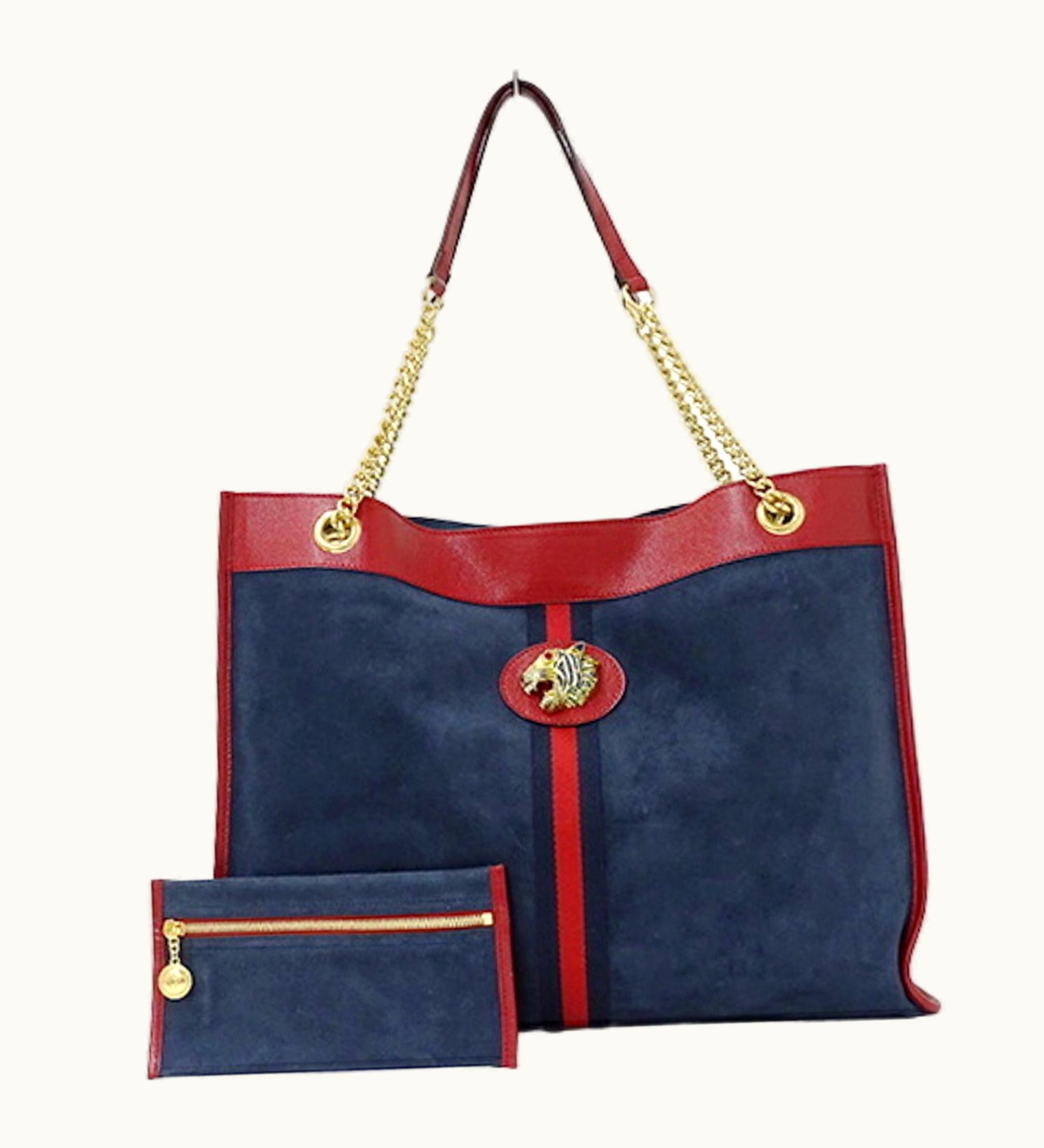 Gucci Gucci Bag Women's Men's Tote Chain Thoth Animalier Suede Leather Navy Red 537219 Tiger