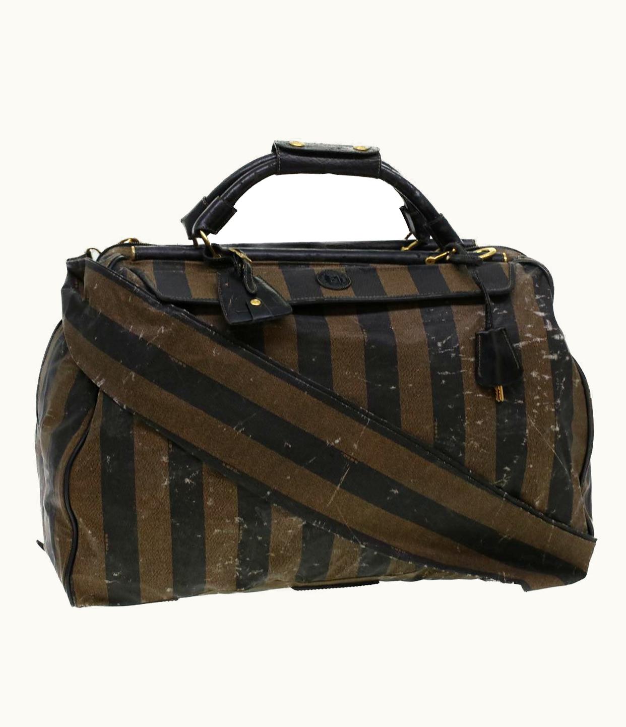 Fendi Fendi Pecan Canvas Shoulder Bag 2Way Black Brown