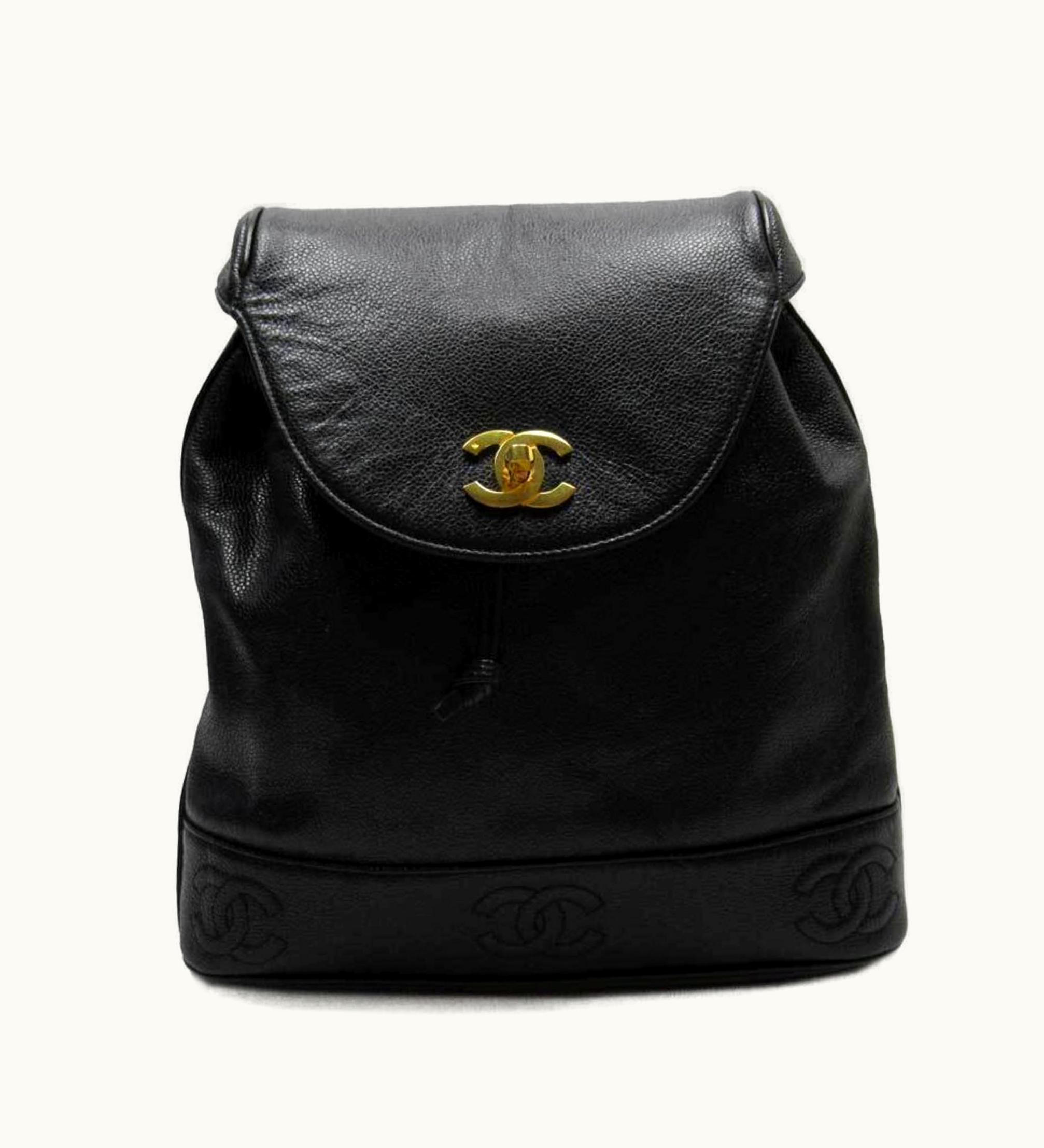Chanel Chanel Rucksack Backpack Triple Coco Mark Black Gold Caviar Skin