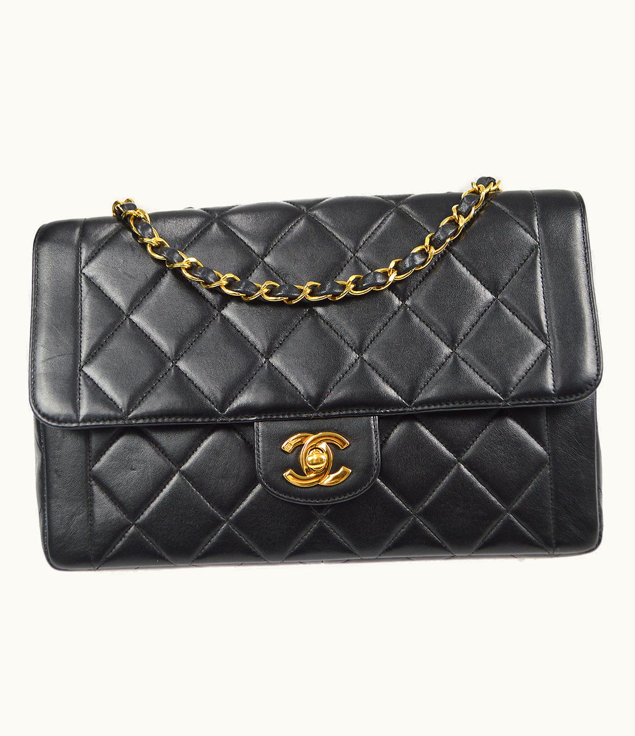 Chanel Chanel 1994-1996 Border Flap Medium Black Lambskin 87841