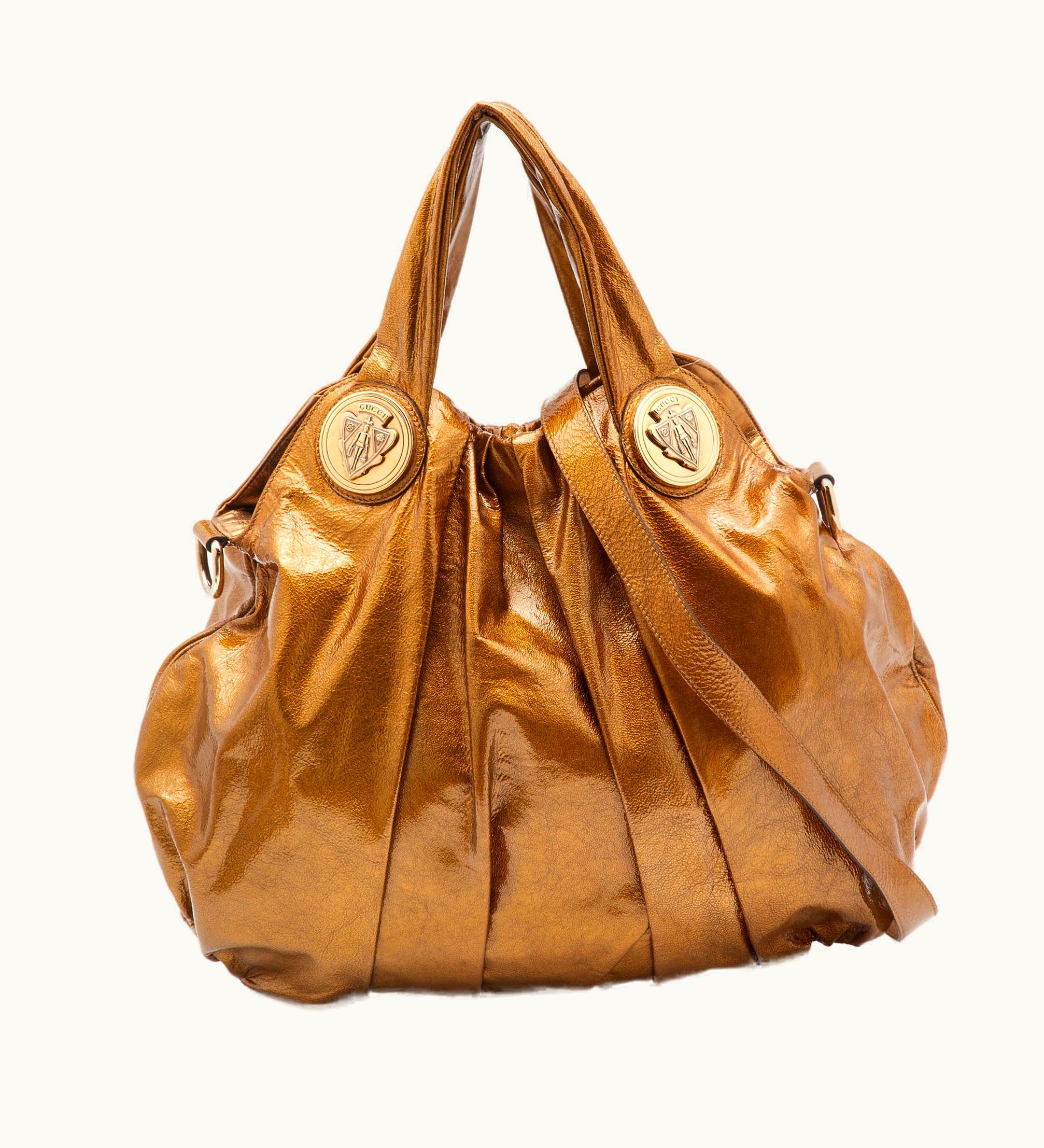 Gucci Gucci Gold Patent Leather Large Hysteria Hobo